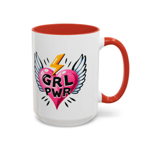 Empowering Heart Coffee Mug | Inspirational Gift for Women, GRL PWR Mug, Cute Kitchen Decor, Unique Friendship Gift, Motivational Coffee Cup