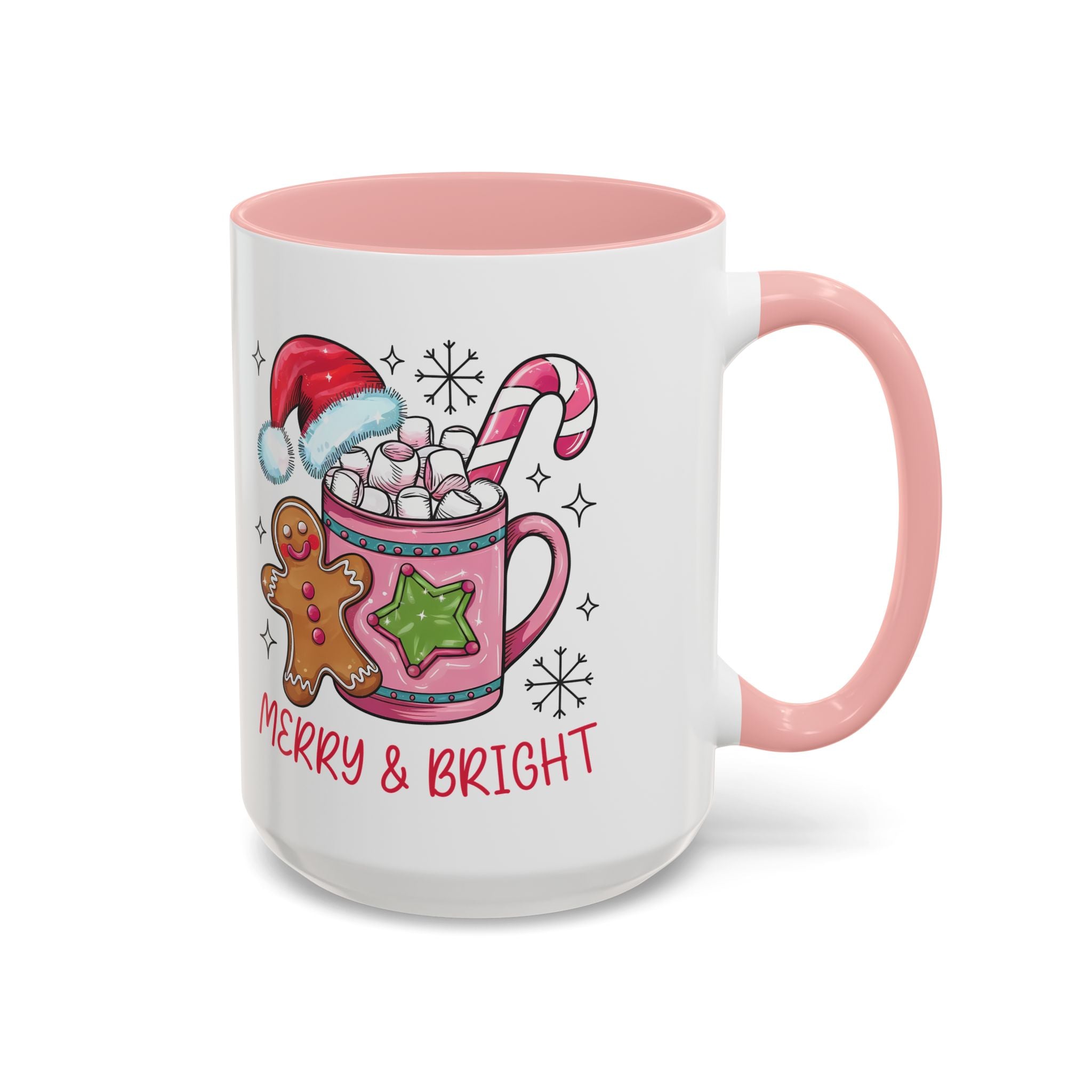 Festive Gingerbread Coffee Mug, Christmas Gift, Holiday Coffee Cup, Merry & Bright Mug, Winter Mug, Hot Chocolate Holder
