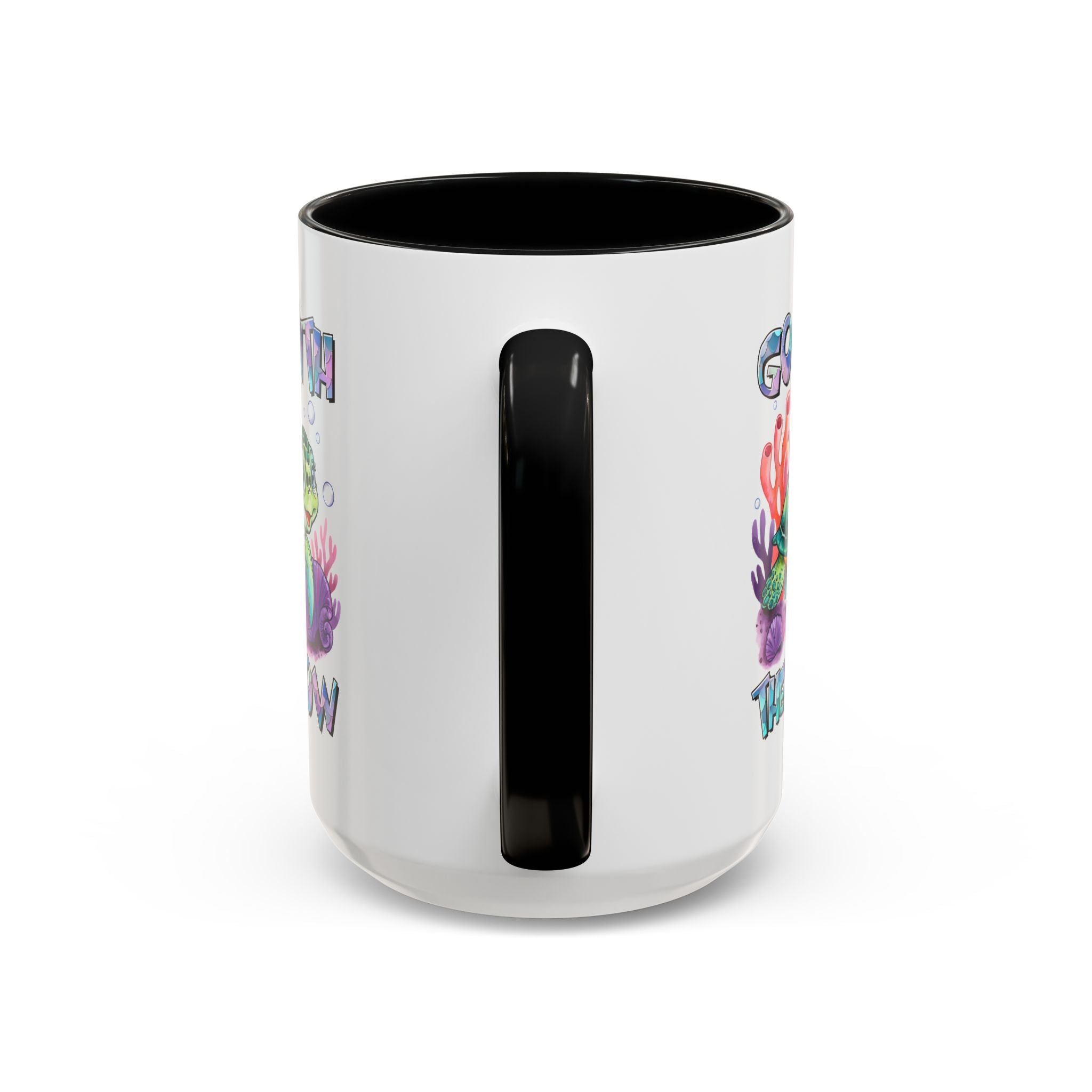 Ocean-Inspired Accent Coffee Mug - 'Go With The Flow' Design turtle