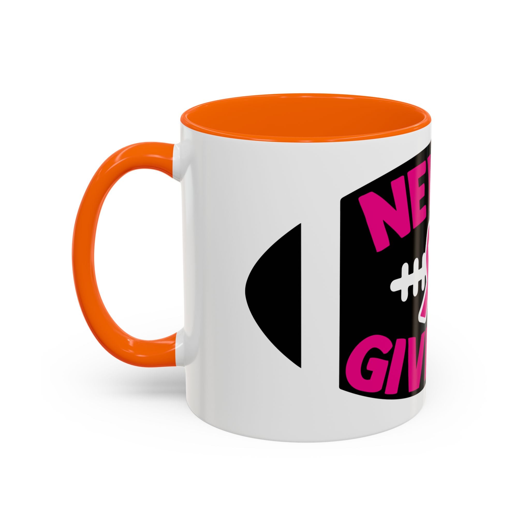 Inspirational Breast Cancer Awareness Coffee Mug - Never Give Up, Motivational Gift, Supportive Keepsake, Home or Office Decor