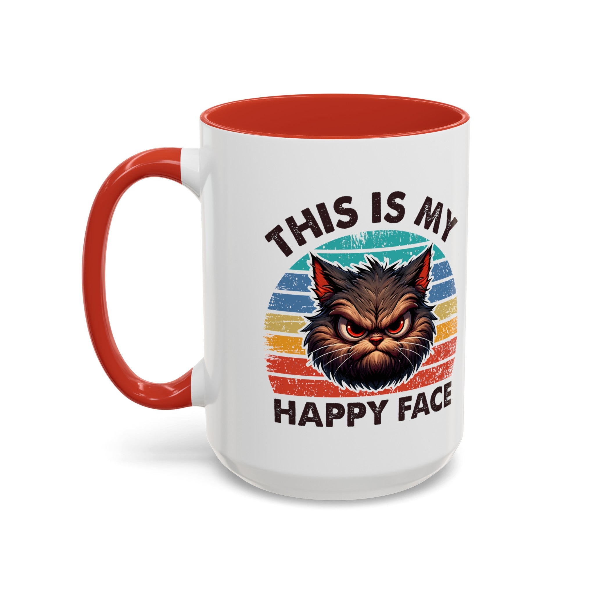 grumpy cat this is my happy face Accent Coffee Mug (11, 15oz) by the x m world