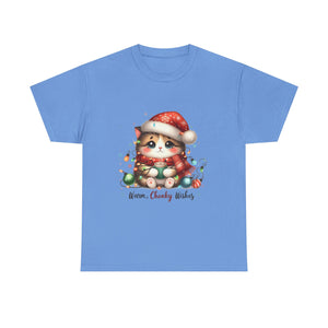 Cute Christmas Cat Tee - Unisex Heavy Cotton Tee, Holiday Gift, Cozy Wear, Festive Apparel, Gift for Cat Lovers