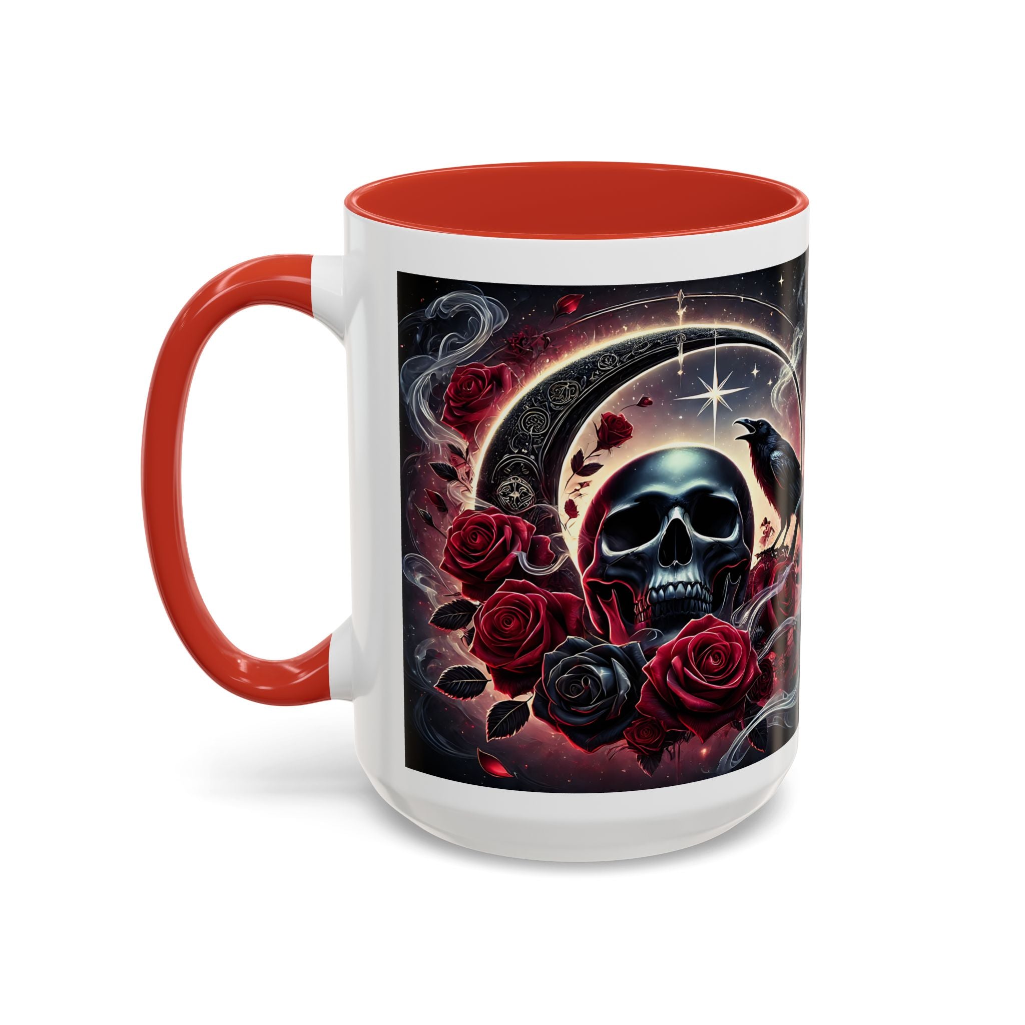 Skull & Raven Accent Coffee Mug — Gothic Roses 11/15oz