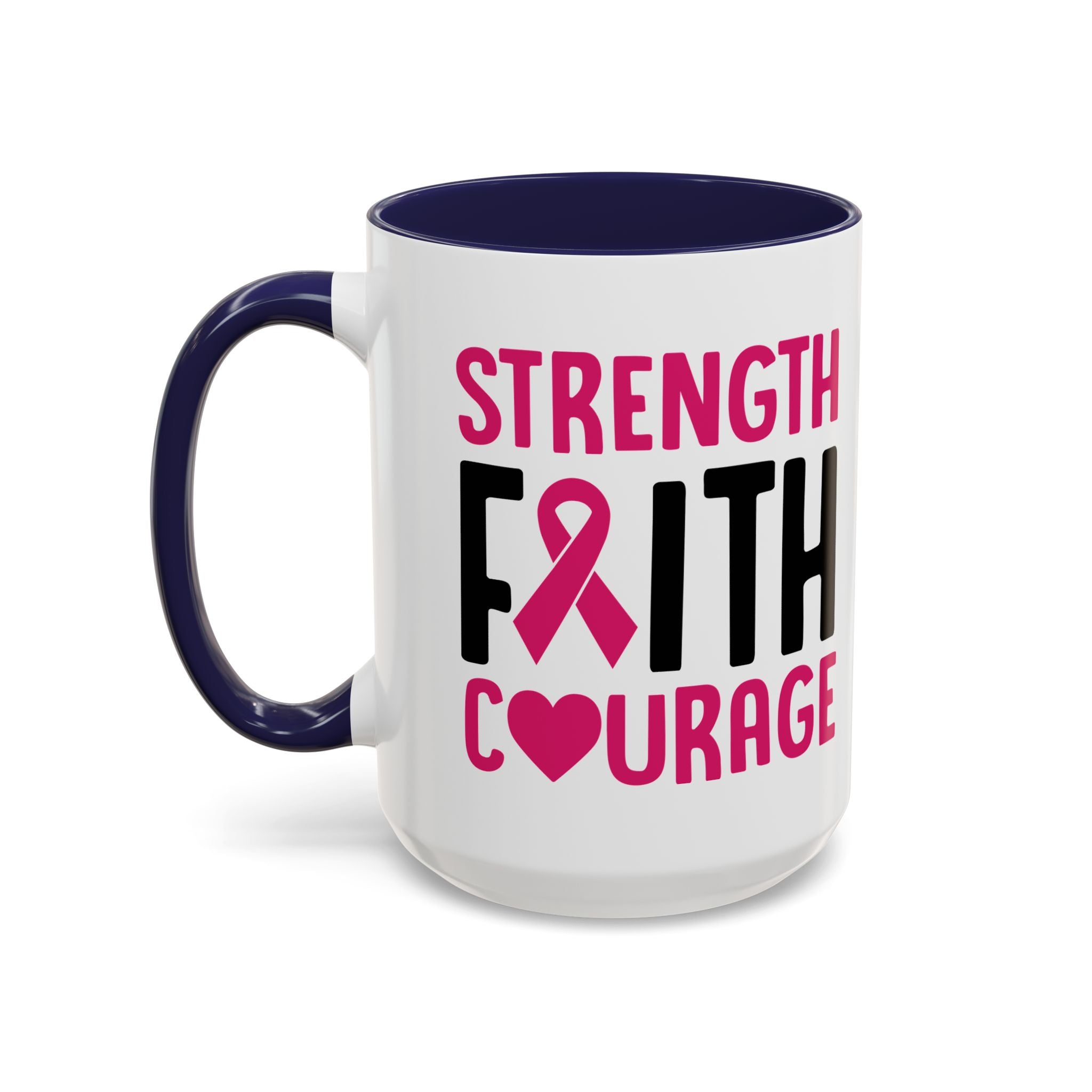 Inspirational Coffee Mug: Strength, Faith, Courage - Gift for Survivors, Awareness Events, Supportive Home Decor, Encouragement
