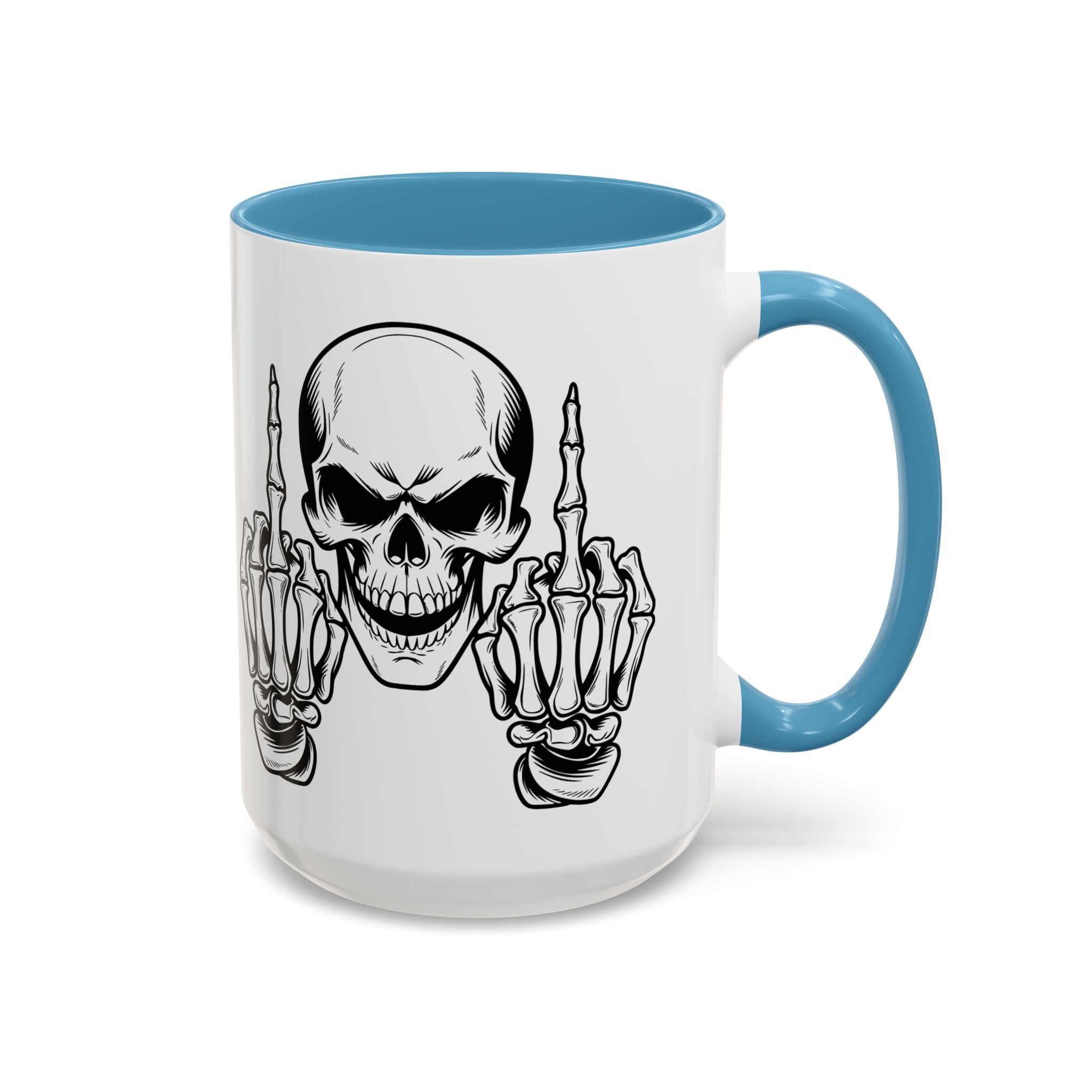 Skull Middle Finger Coffee Mug — Edgy Gothic Accent Mug (11/15oz)