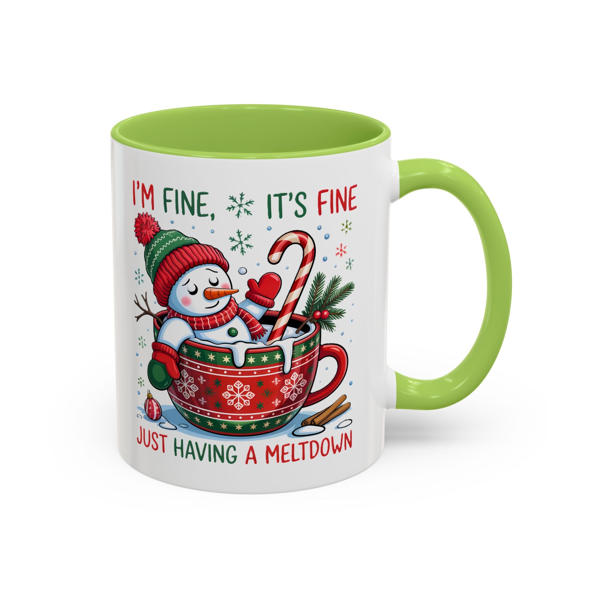 Festive Holiday Coffee Mug - "I'm Fine, It's Fine" Snowman Design sarcasm humor funny