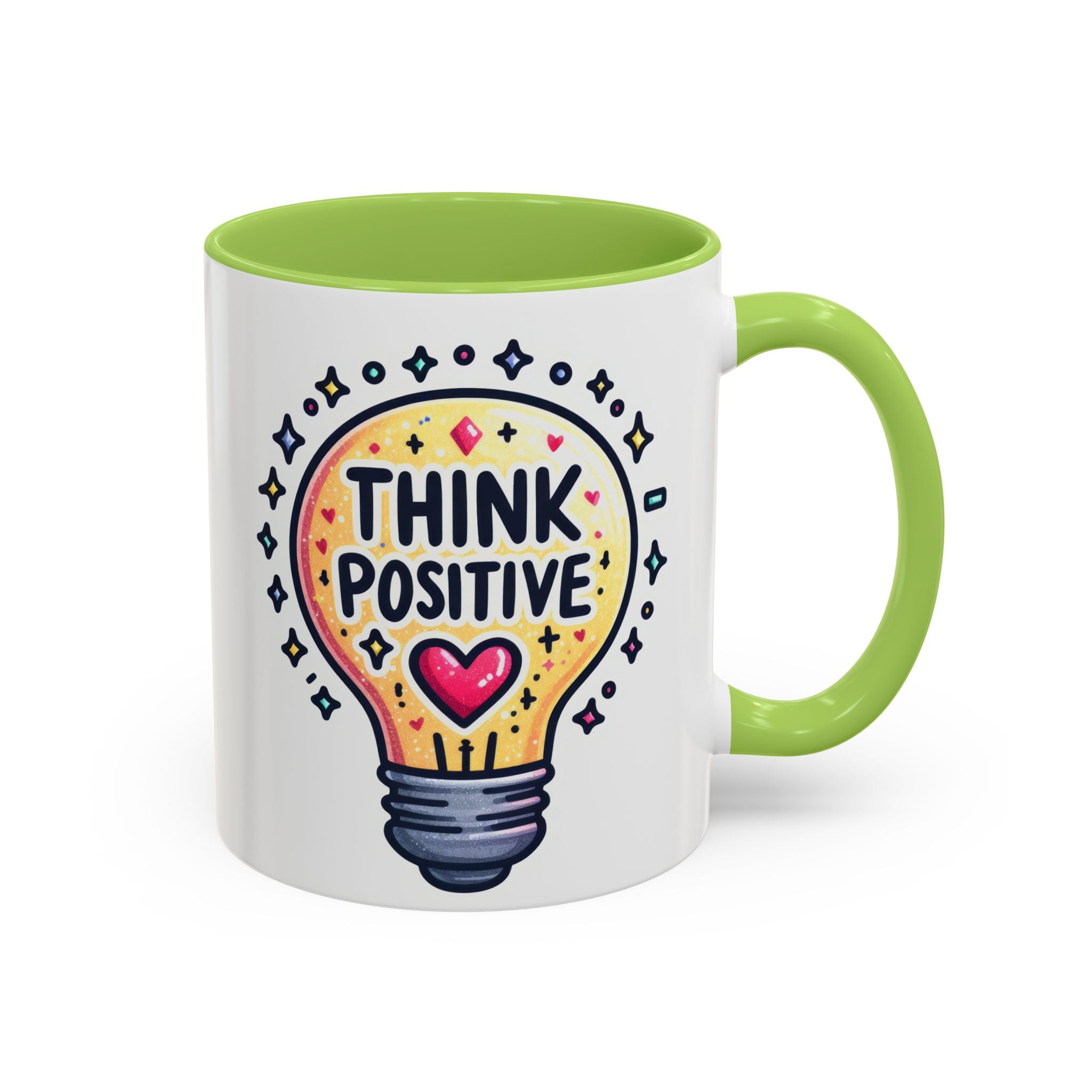 Think Positive Lightbulb Coffee Mug — Motivational Accent Mug (11/15 oz)