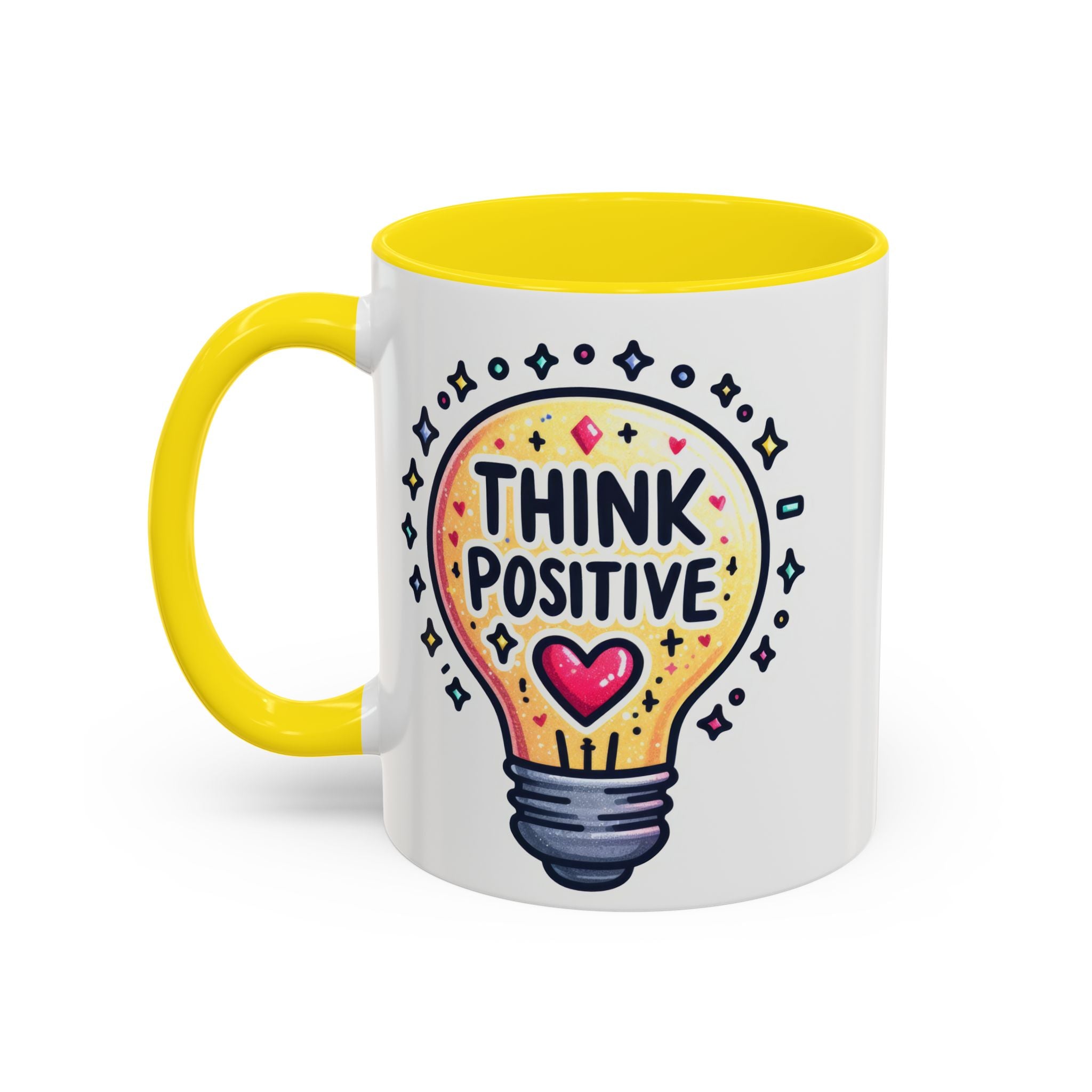 Think Positive Lightbulb Coffee Mug — Motivational Accent Mug (11/15 oz)