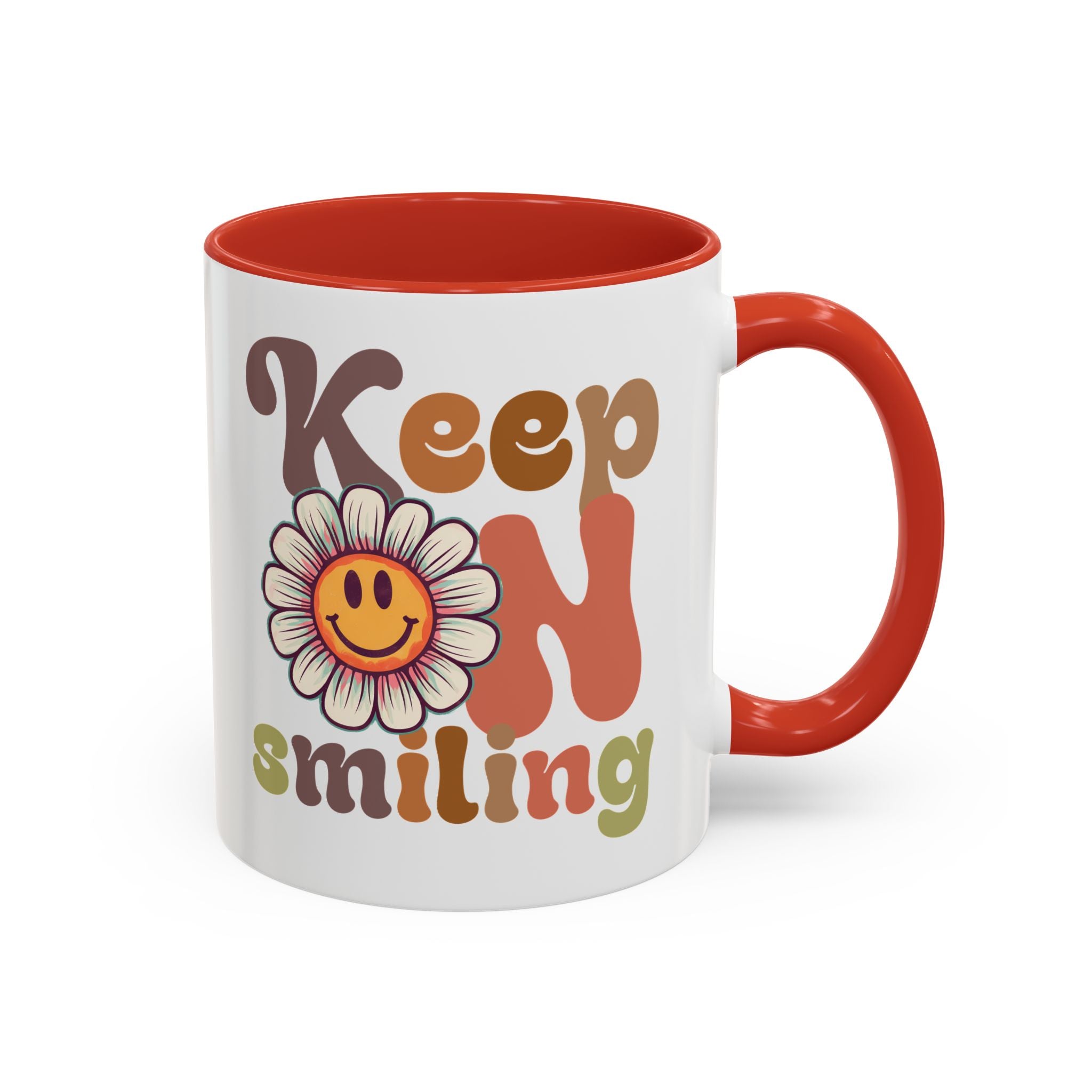 Keep Smiling Floral Coffee Mug - Cheerful 11 & 15oz Accent Mug for Daily Motivation
