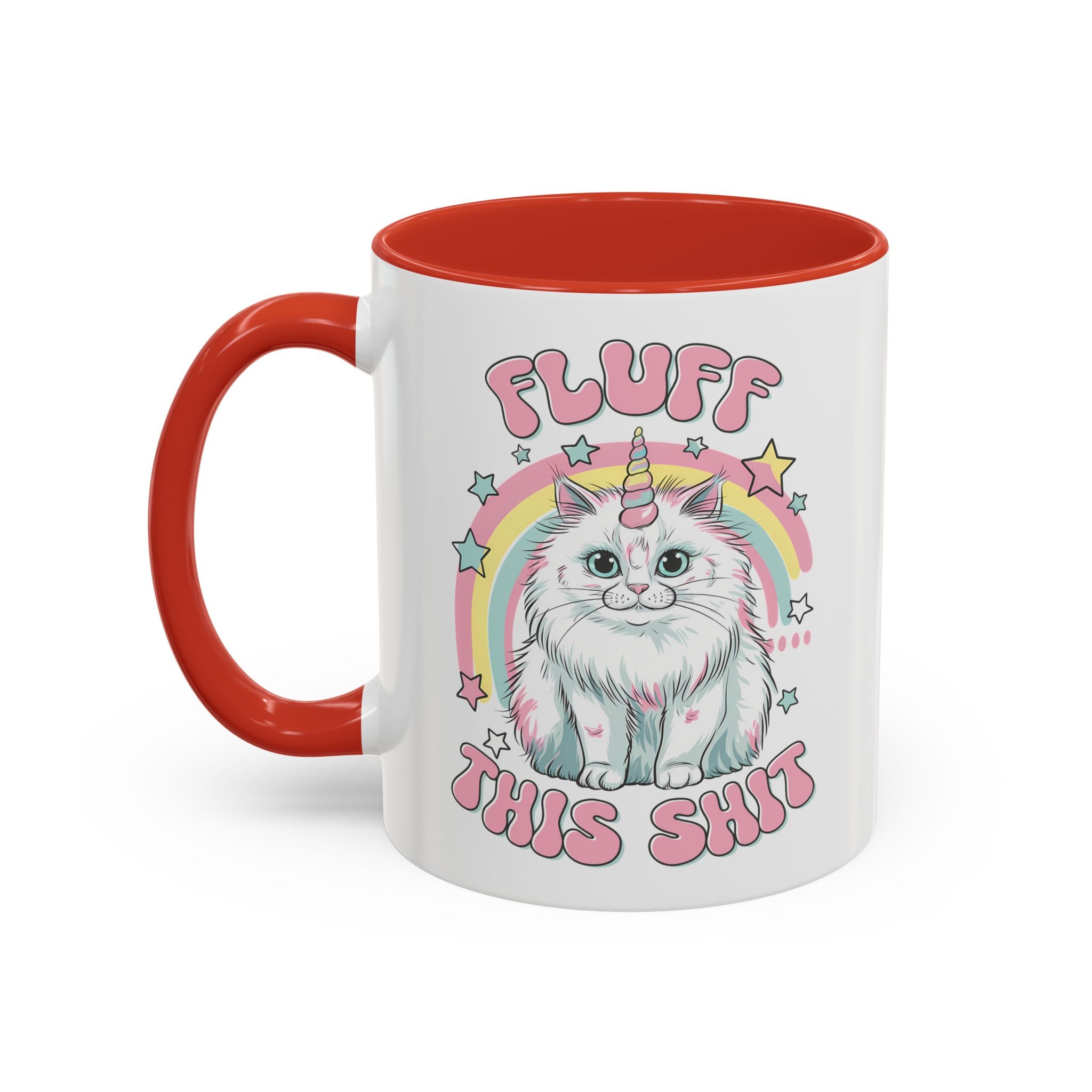 Whimsical Cat Coffee Mug - "Fluff This Shit" funny adult humor sarcasm