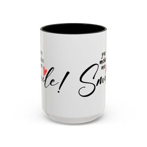 Inspirational Accent Coffee Mug - "You Make Me Smile!" - Perfect Gift for Friends & Family