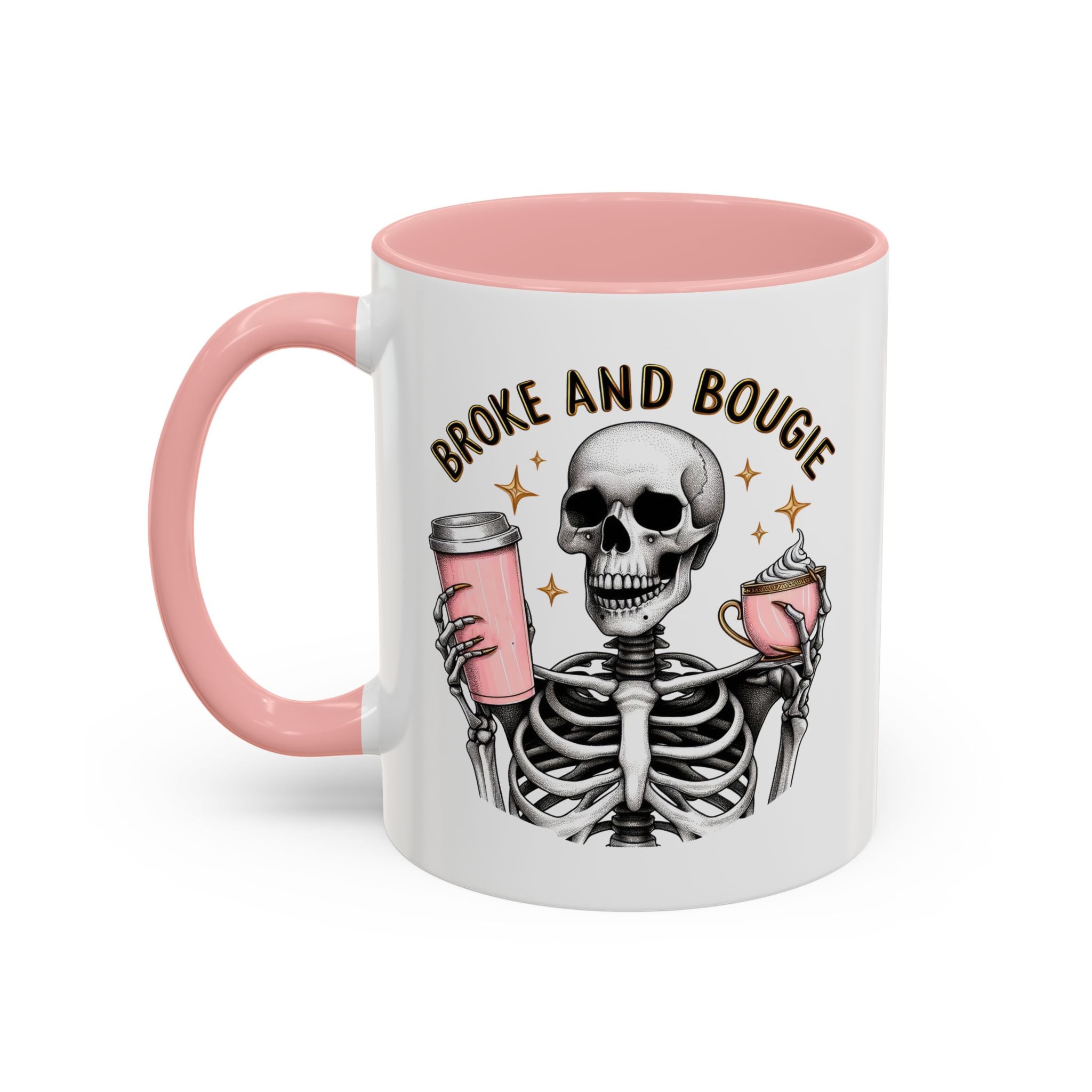 Broke and Bougie Coffee Mug, Skeleton Mug, Halloween Mug, Unique Gift for Coffee Lovers, Spooky Decor