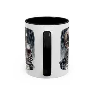 Stylish Skull Coffee Mug, Gothic Drinkware, Staying Alive Gift for Halloween, Funny Office Mug, Alternative Drinkware