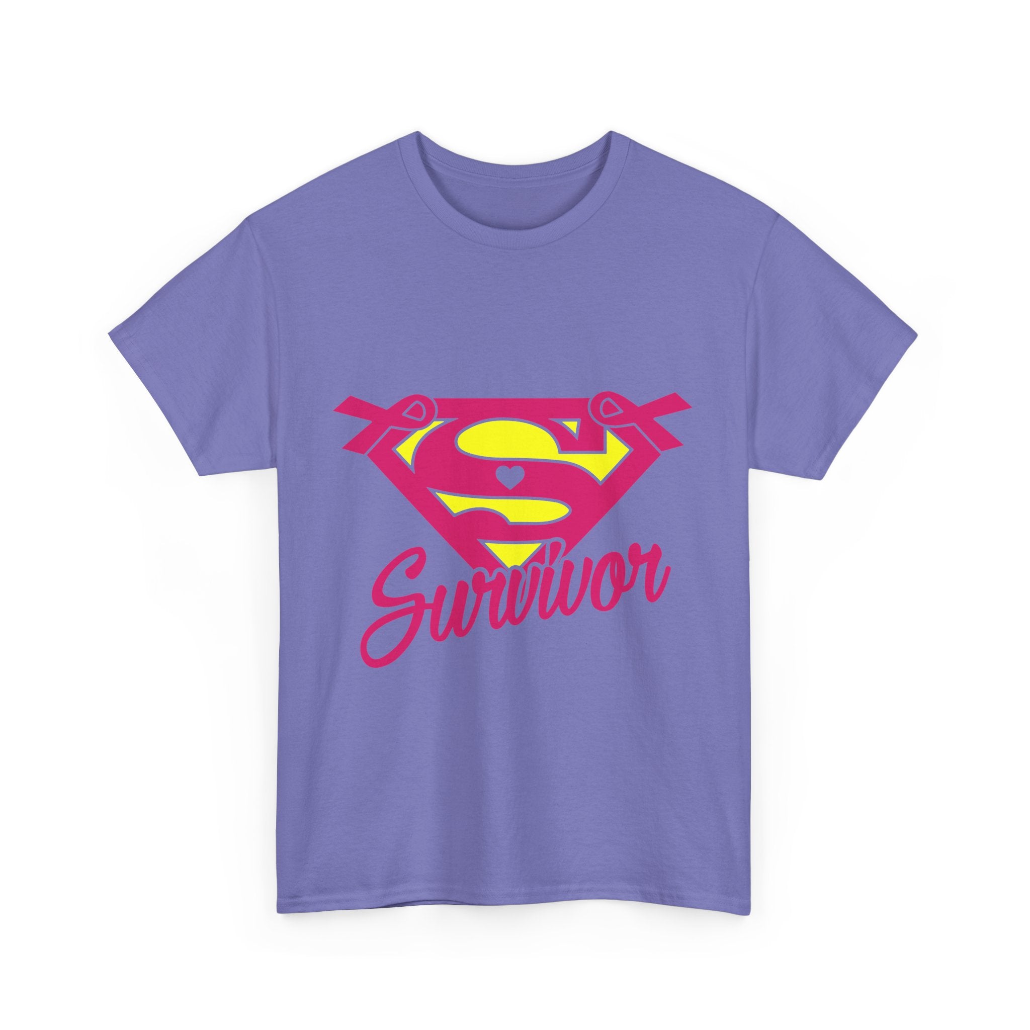 Super Survivor Unisex Heavy Cotton Tee, Support Cancer Awareness Shirt, Inspirational T-Shirt, Gift for Survivors, Motivational Apparel