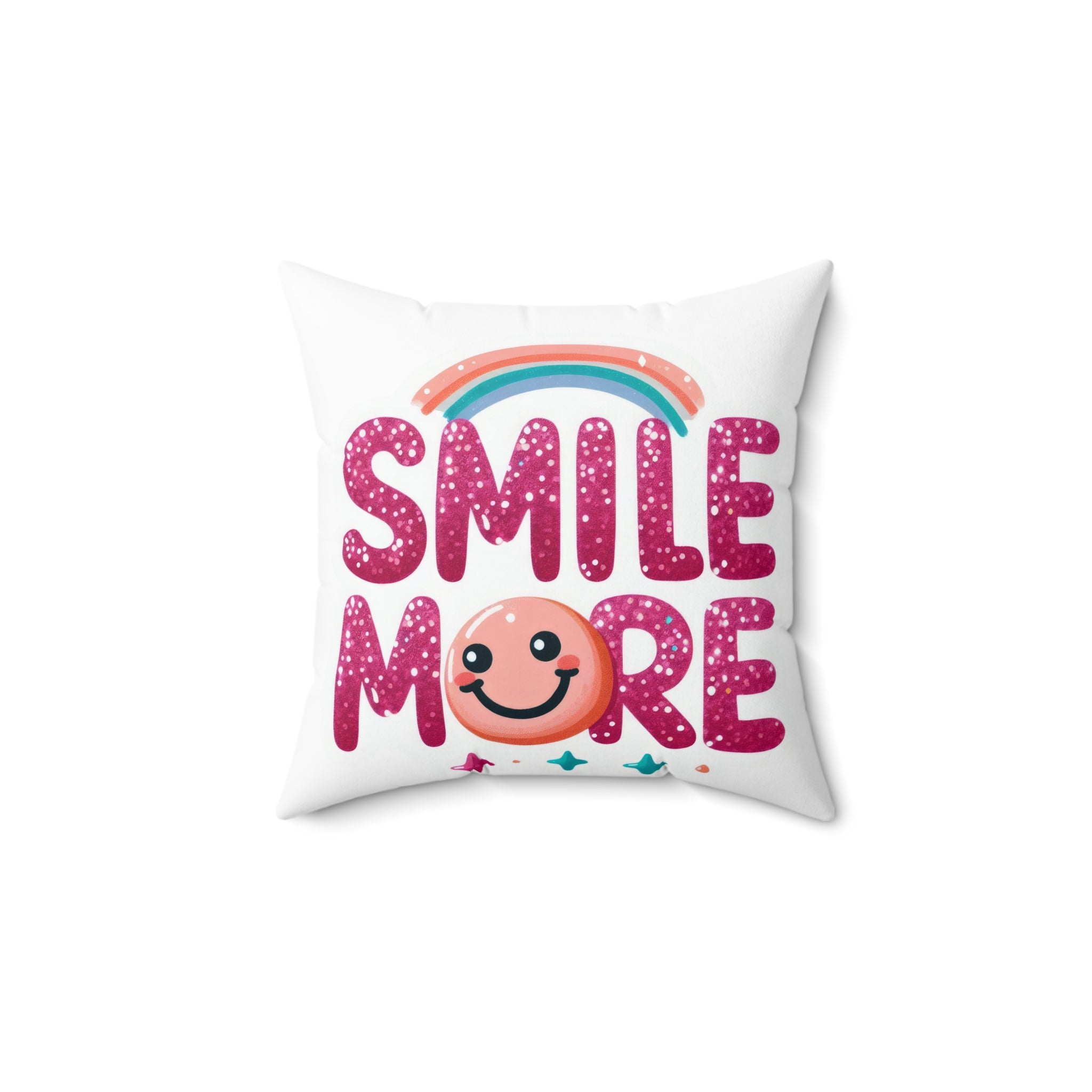 Smile More Decorative Pillow — Cute Rainbow Smiley Accent Cushion
