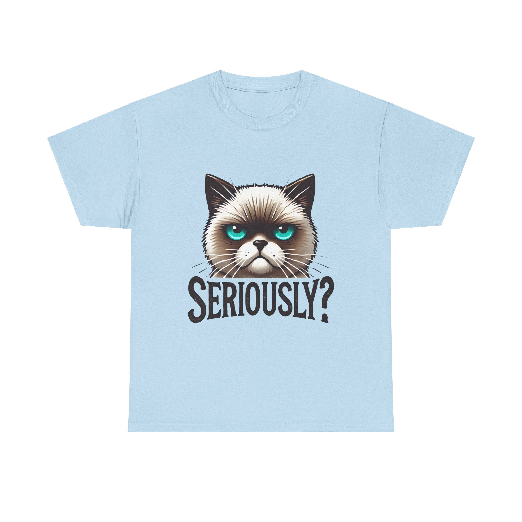 Funny Cat Graphic Tee - 'Seriously?' Unisex Heavy Cotton Shirt