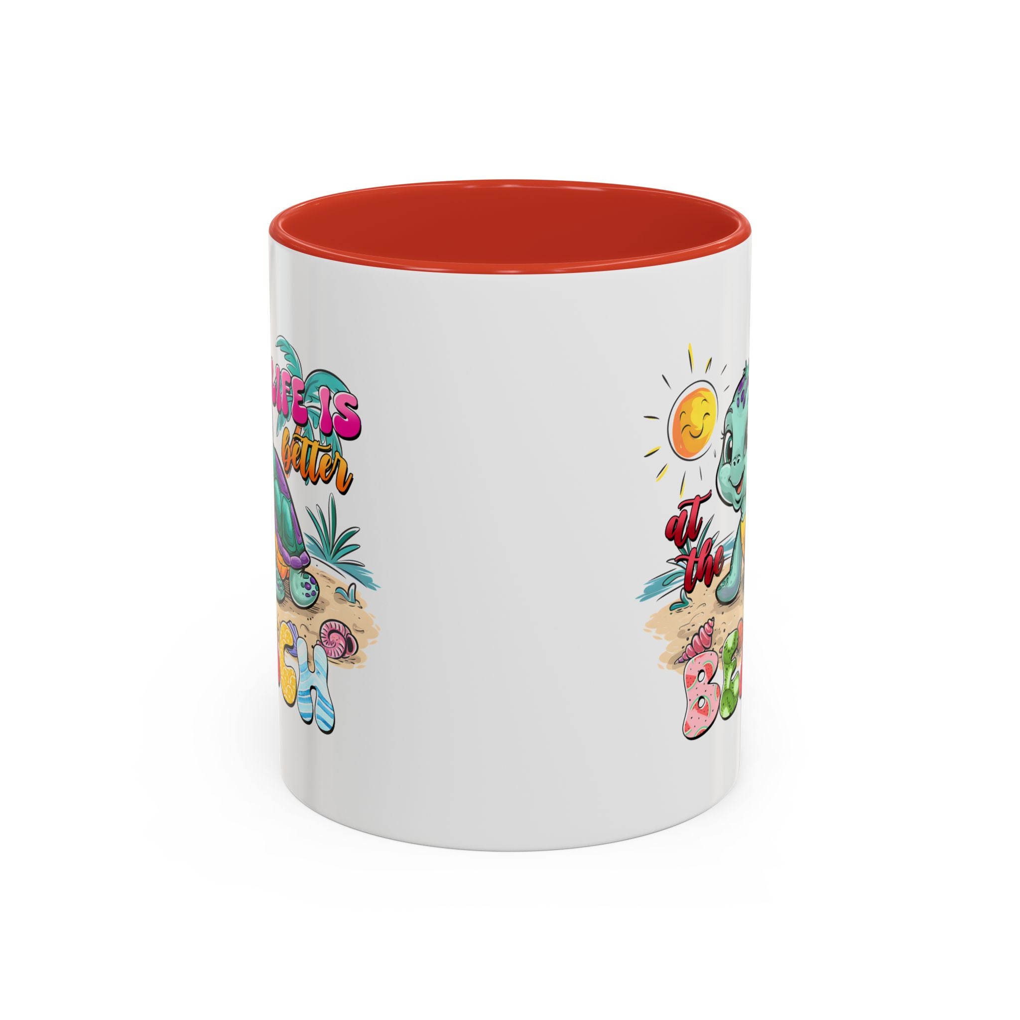 Beach Vibe Accent Coffee Mug - "Life is Better at the Beach" Design turtle animal lover