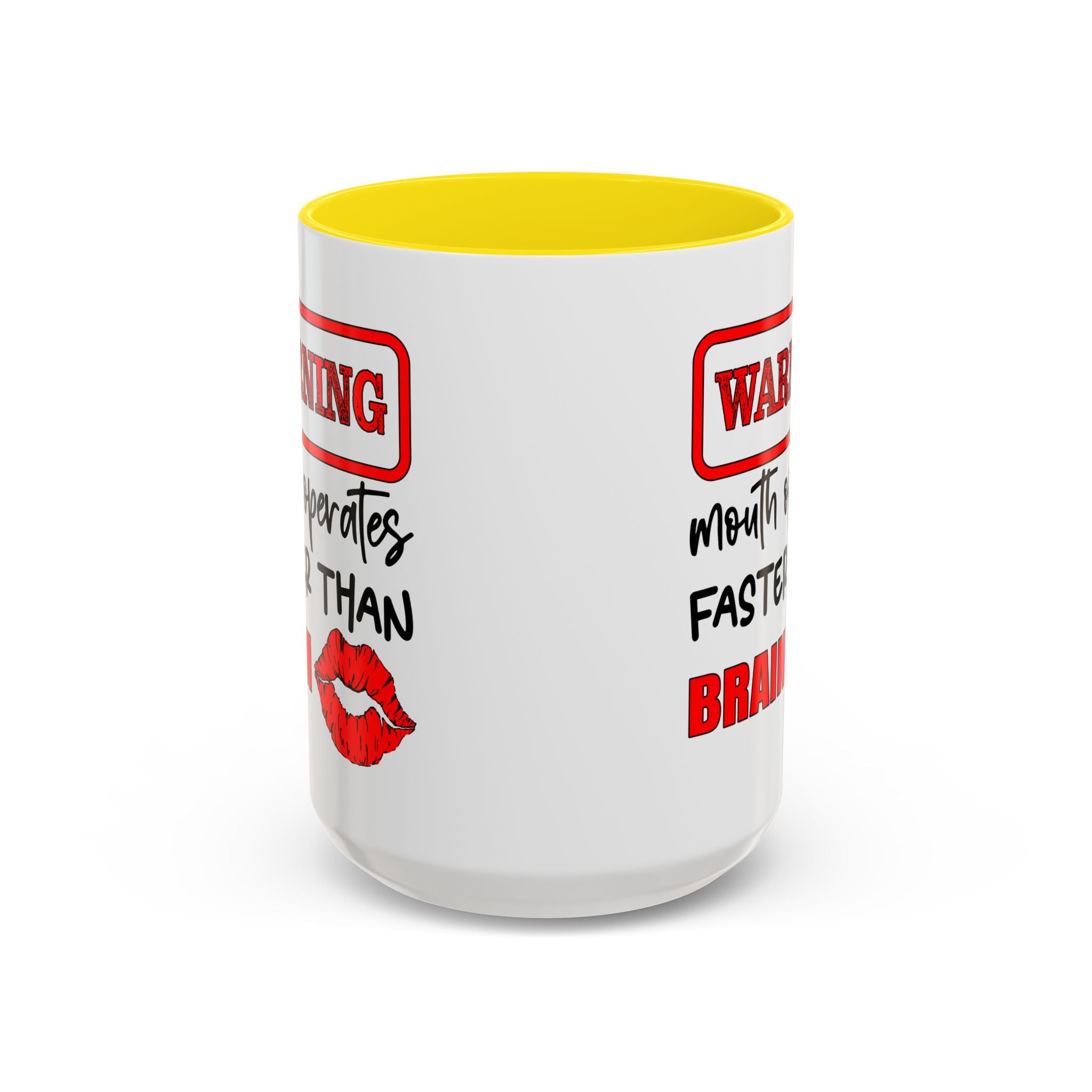 Funny Warning Coffee Mug - 'Mouth Operates Faster Than Brain' - Perfect for Coffee Lovers