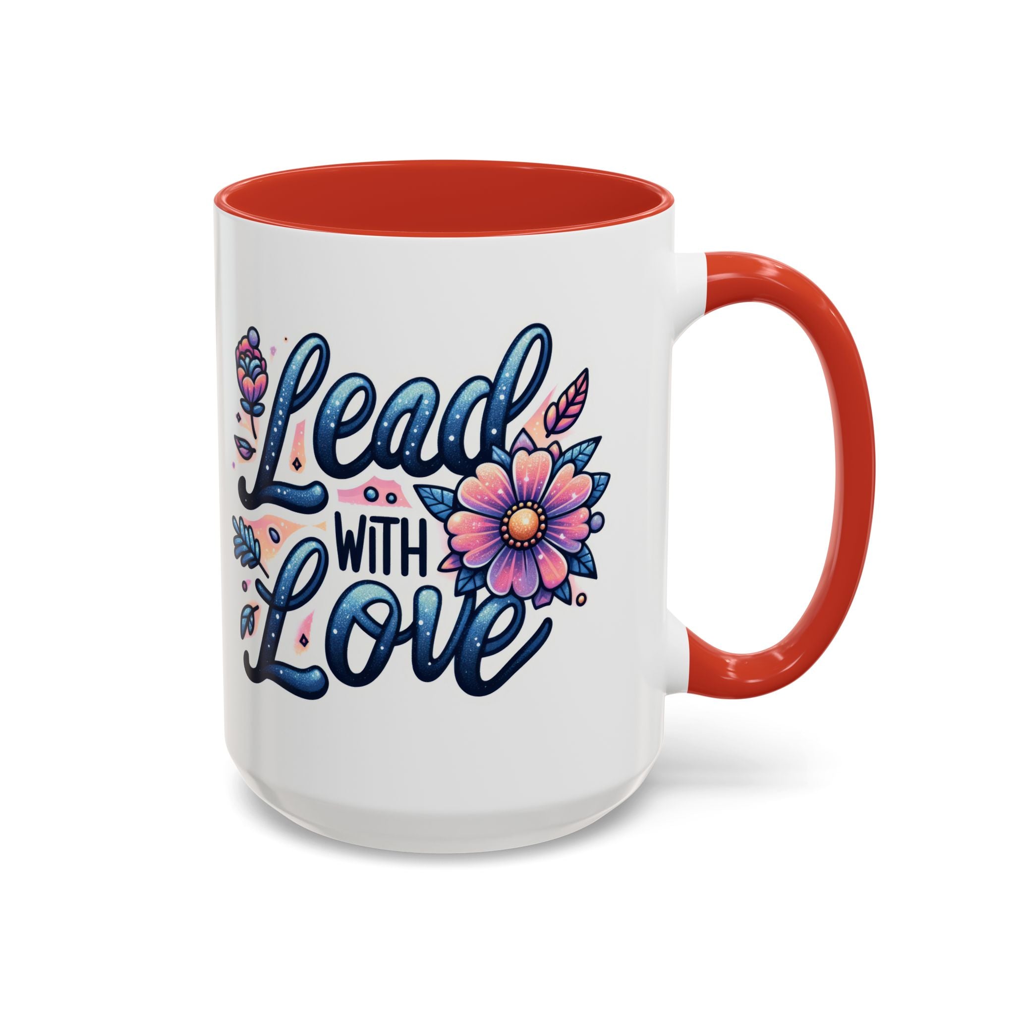 Lead With Love Accent Coffee Mug — Floral Inspirational 11/15oz