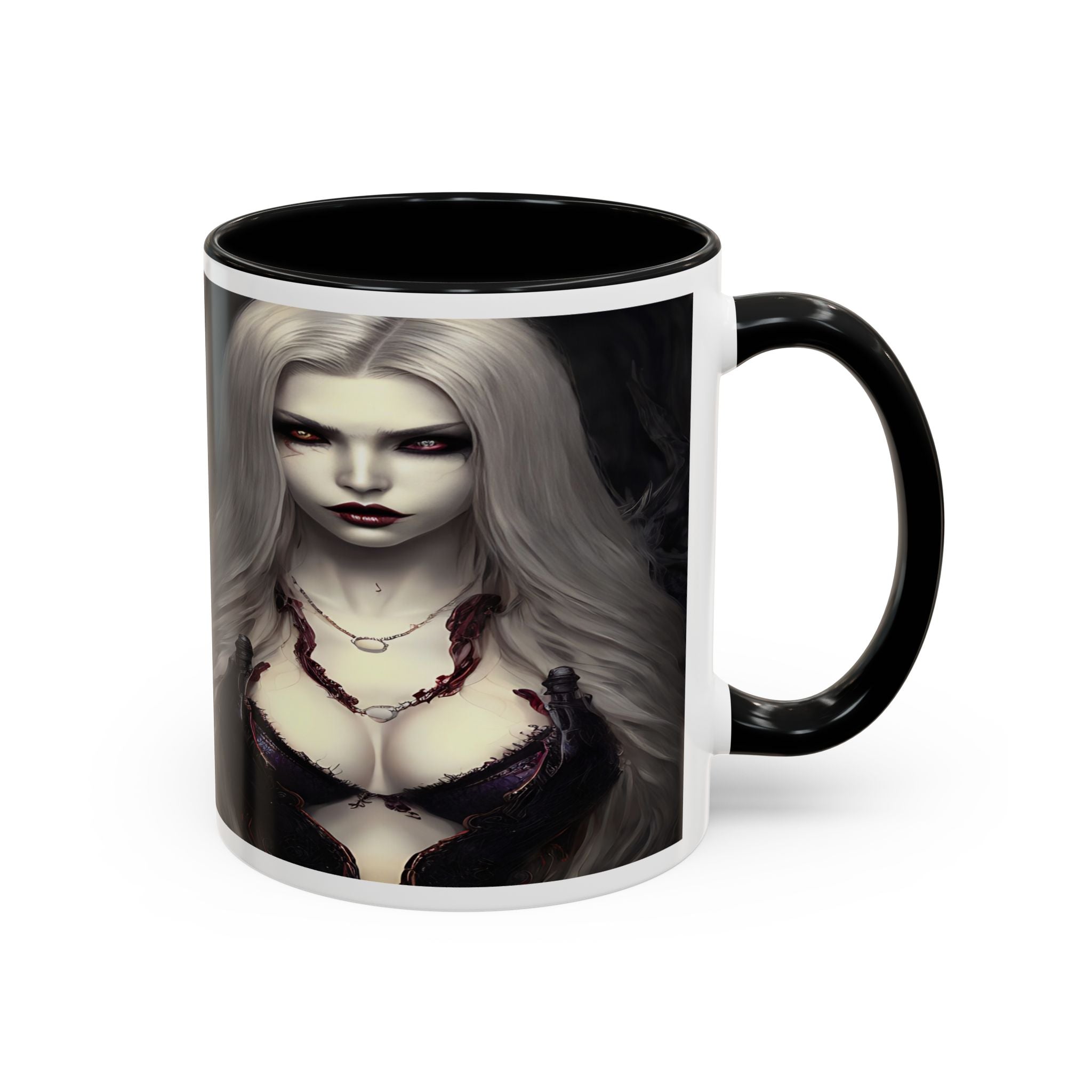 sexy busty woman vampire Gothic Fantasy Coffee Mug - 11oz & 15oz horror art