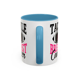 Tackle Breast Cancer Coffee Mug, Supportive Gift for Football Fans, Awareness Mug, Cheer Team Spirit, Fundraiser Drinkware