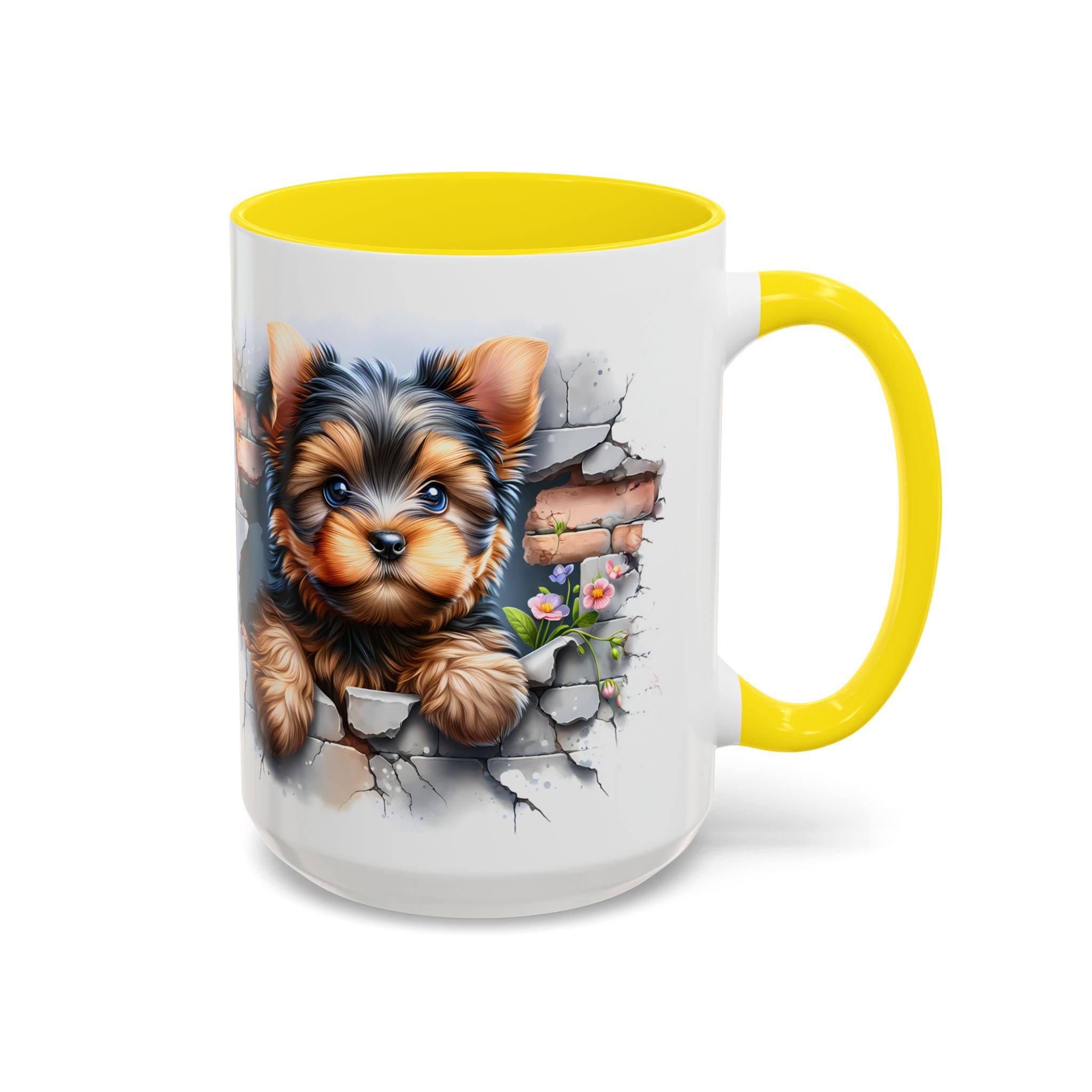 Cute Dog Peeking Coffee Mug, Pet Lover Gift, Yorkshire Terrier Mug, Animal Lover Coffee Cup, Dog-Themed Drinkware, Doggie Mug