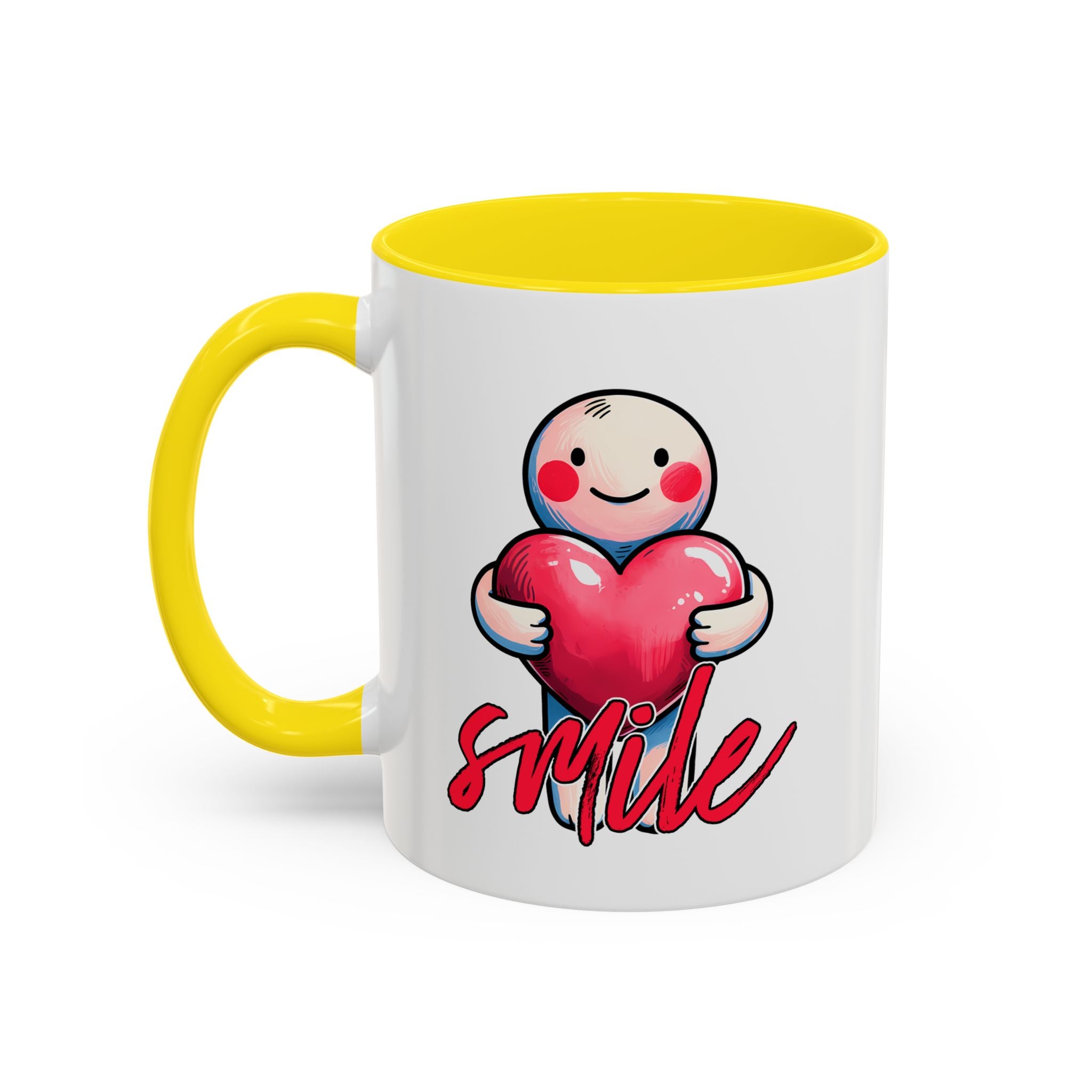 Smiling Heart Accent Coffee Mug - 11oz & 15oz | Cute Gift for Friends & Family