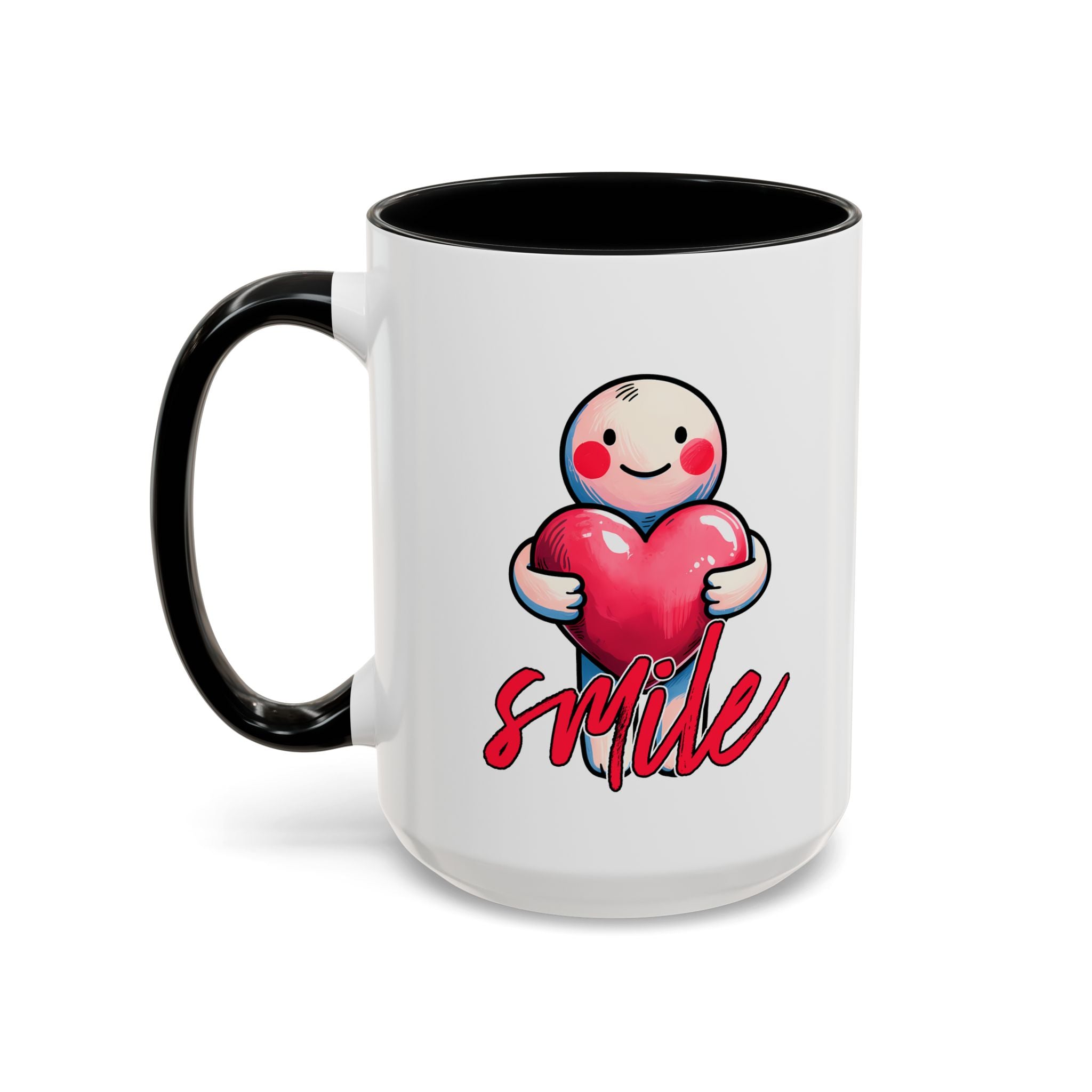 Smiling Heart Accent Coffee Mug - 11oz & 15oz | Cute Gift for Friends & Family