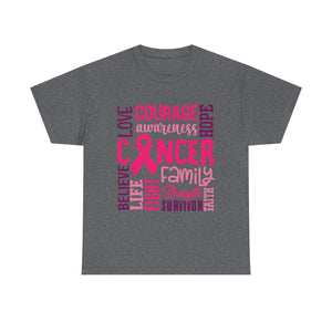 Cancer Awareness Unisex Tee, Support Cancer Fighters, Fight Against Cancer, Gift for Survivors, Hope & Love T-Shirt