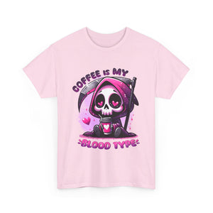 grim reaper coffee is my blood type Unisex Heavy Cotton Tee by the x m world