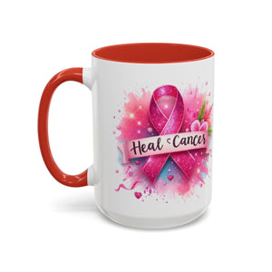 Pink Ribbon Healing Coffee Mug | Support Cancer Awareness | Inspirational Gift | Breast Cancer Support | 11oz & 15oz Options