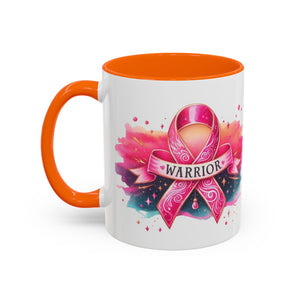 Pink Ribbon Warrior Coffee Mug, Support Breast Cancer Awareness Gift, Inspirational Mug, Cancer Survivor Merchandise, 11oz 15oz Mug