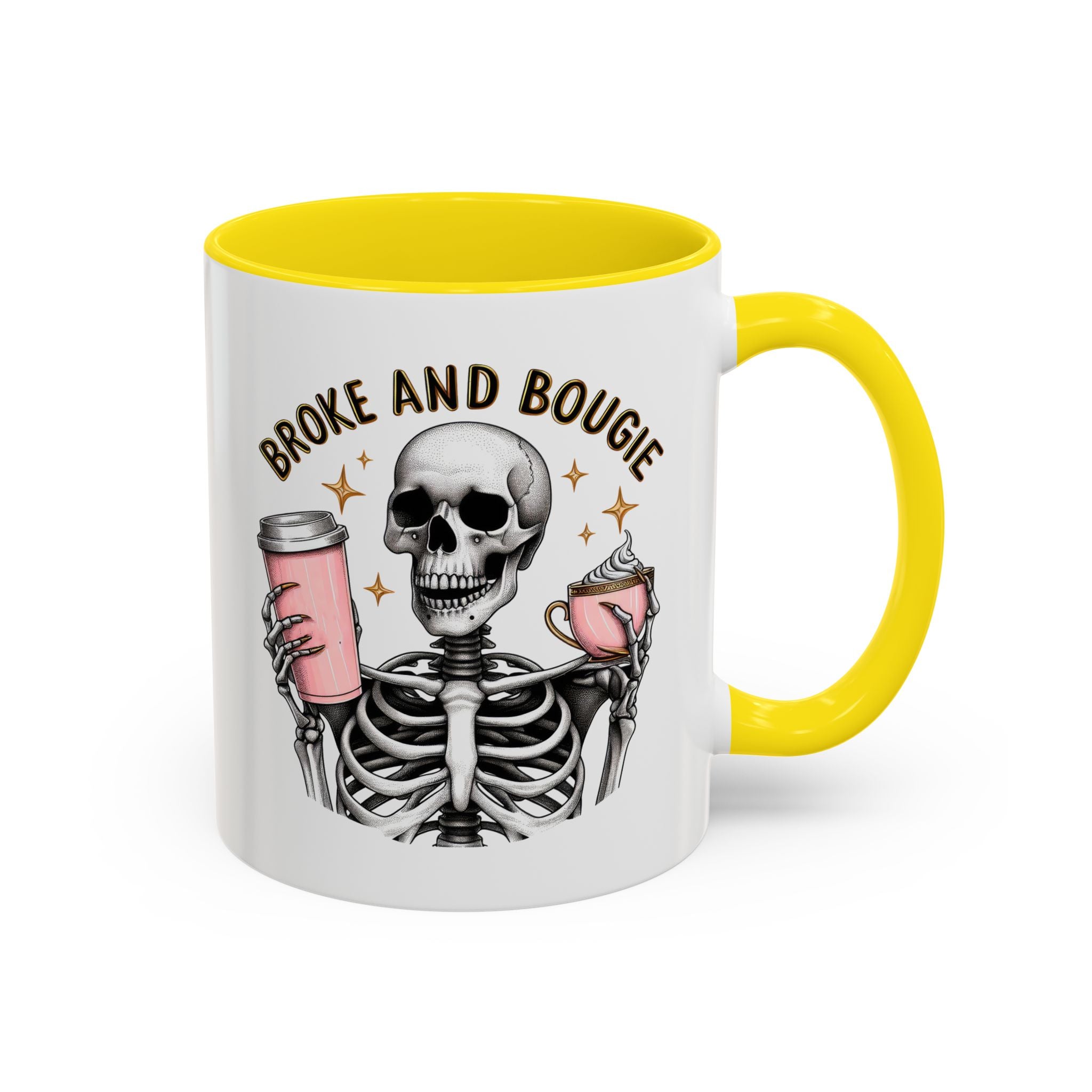 Broke and Bougie Coffee Mug, Skeleton Mug, Halloween Mug, Unique Gift for Coffee Lovers, Spooky Decor
