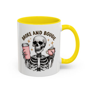 Broke and Bougie Coffee Mug, Skeleton Mug, Halloween Mug, Unique Gift for Coffee Lovers, Spooky Decor