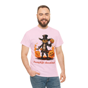 Halloween t shirt pumpkin western style shootout funny fall fun scary stocking stuffer for whole family  cotton tee