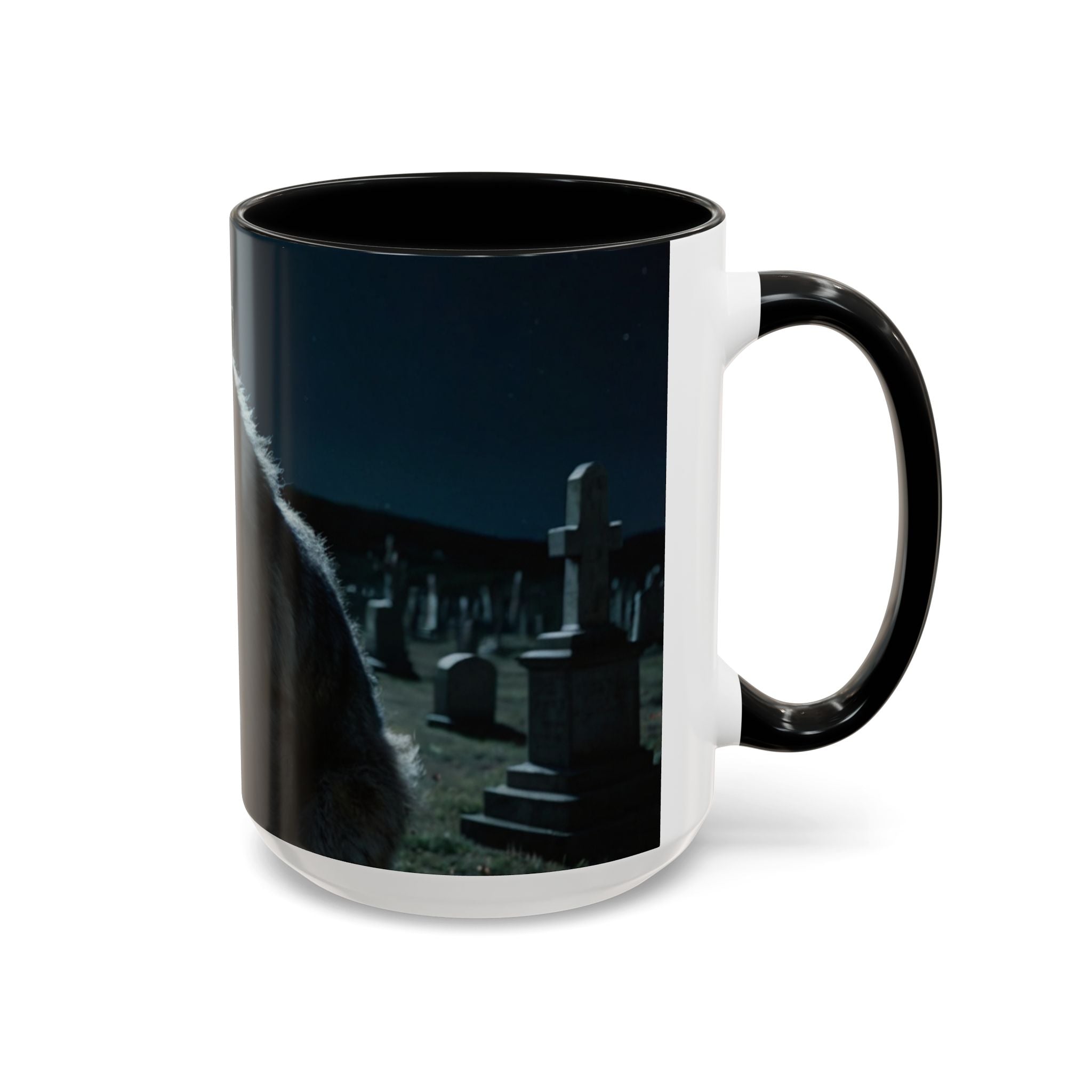 halloween werewolf in graveyard Howling Wolf Accent Coffee Mug - 11 & 15oz