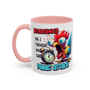 Funny Panic Attack Coffee Mug, Quirky Rooster Mug for Stress Relief, Gift for Teachers, Office Humor, Coworker Gift, Fun Coffee Cup