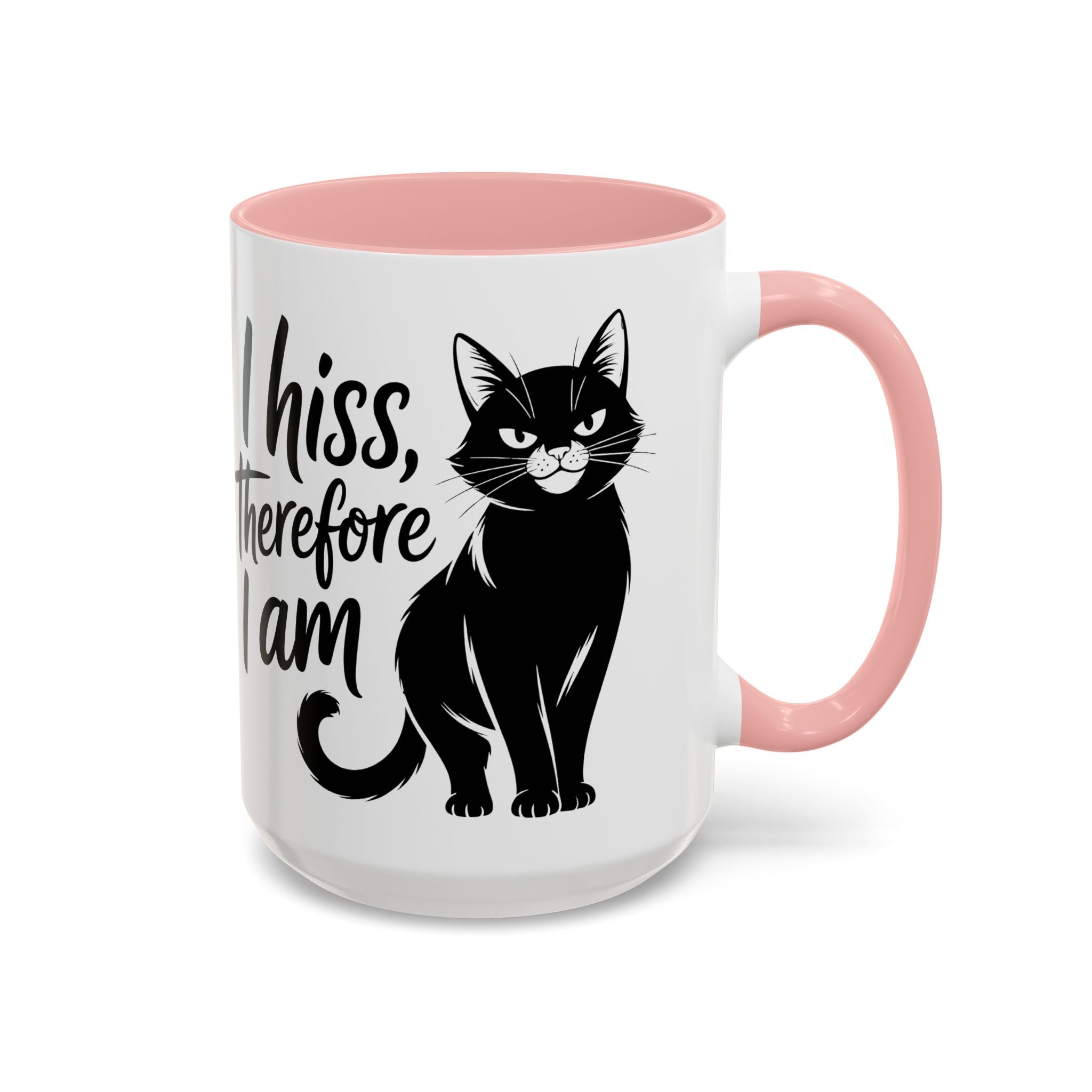 Cat Coffee Mug — "I Hiss Therefore I Am" Black Cat Accent Mug sarcasm attitude