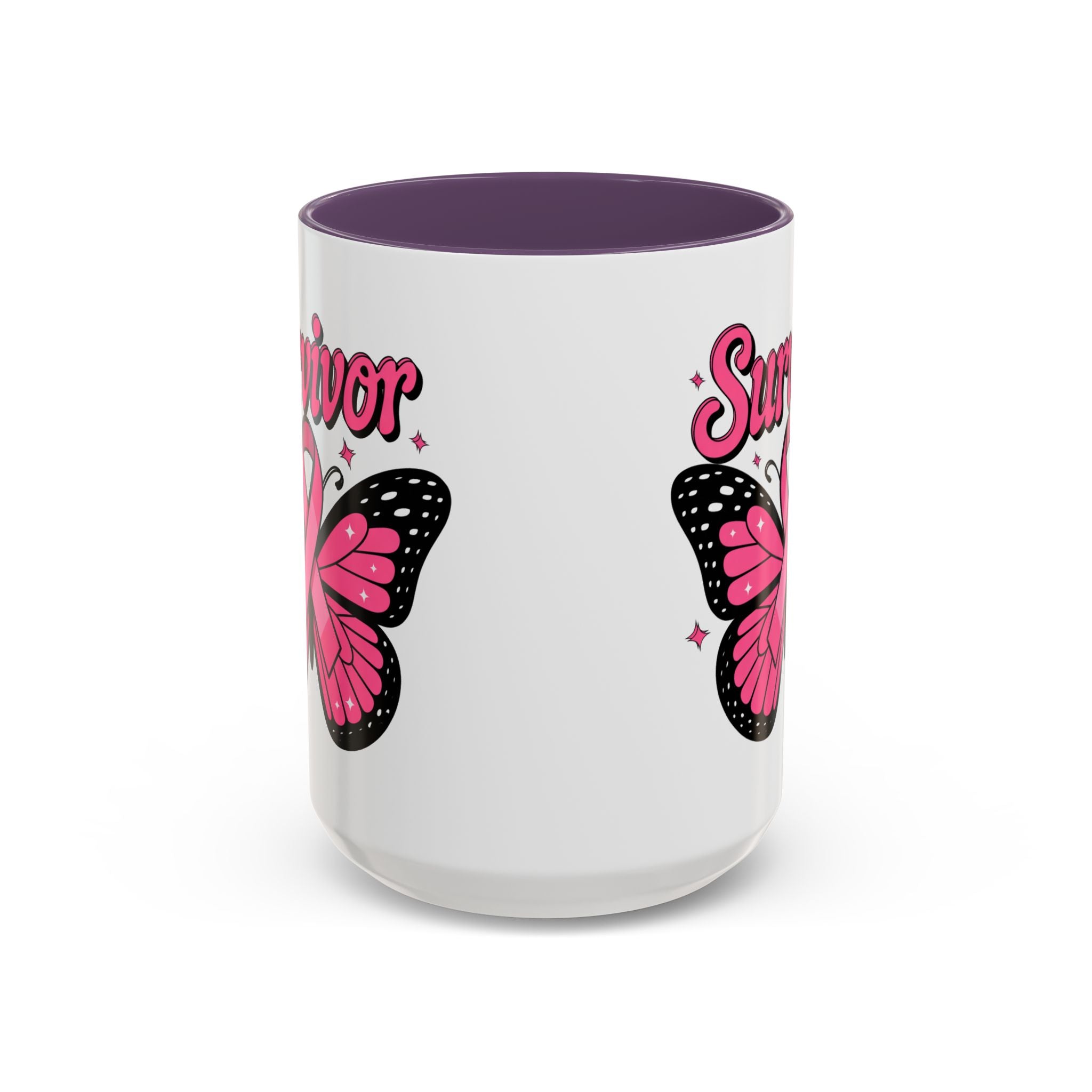 Survivor Butterfly Coffee Mug, Inspirational Gift, Pink Ribbon Mug, Breast Cancer Awareness, Empowerment Cup, Motivational Drinkware