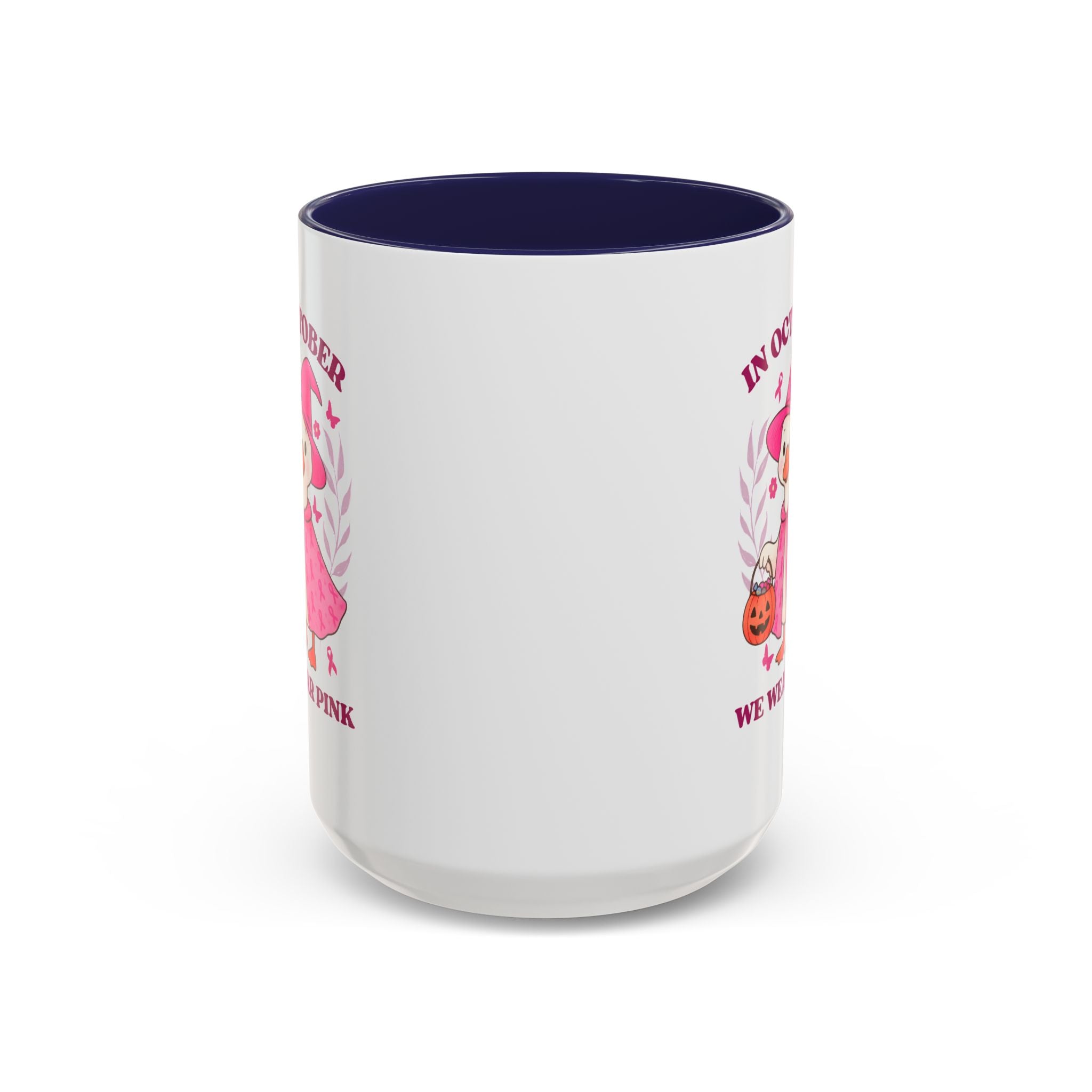 Halloween Breast Cancer Awareness Coffee Mug | October 2023 Gift, Pink Ribbon Mug, Spooky Coffee Cup, Cute Duck Mug, Fall Decor