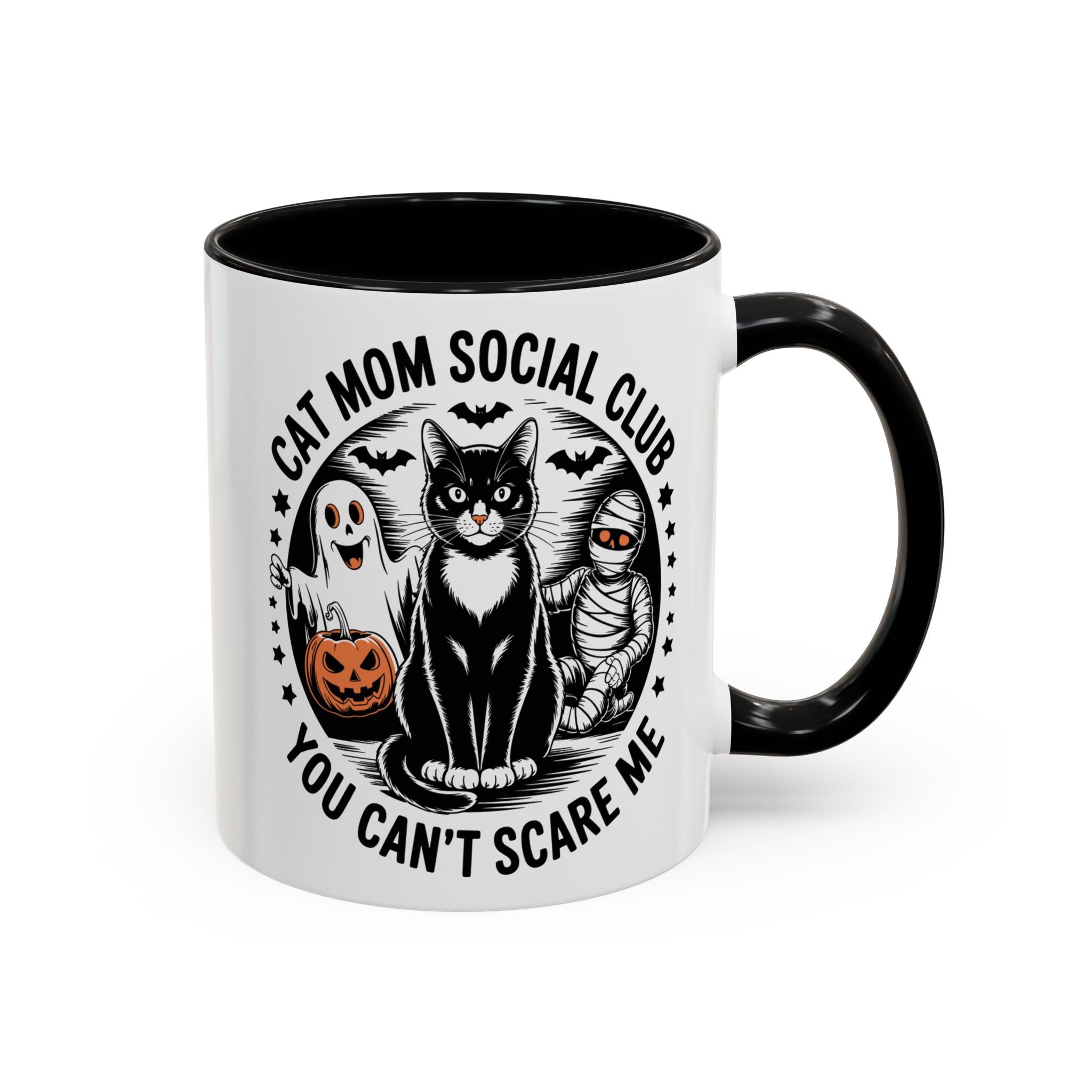 Halloween Cat Mom Coffee Mug - Spooky Social Club Design