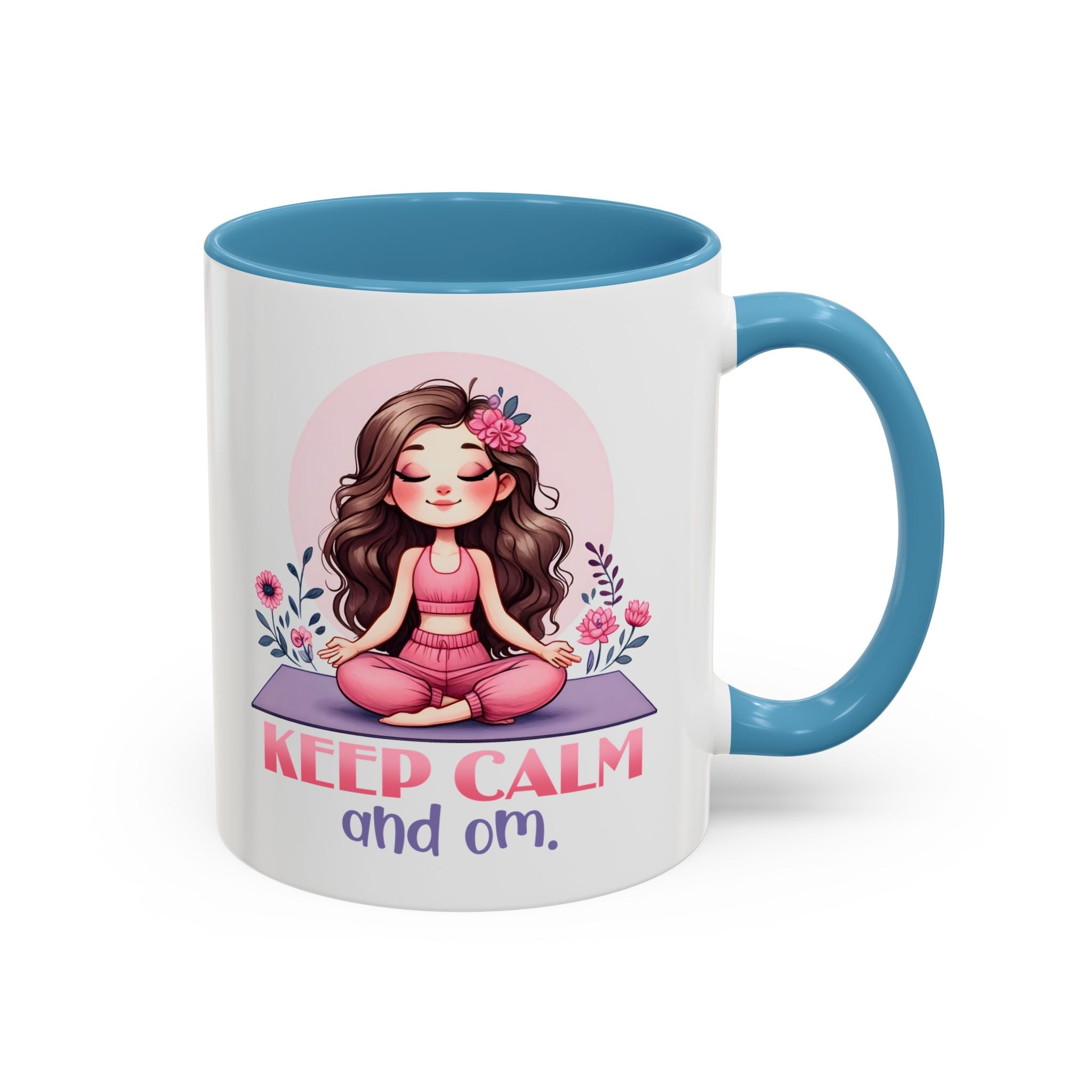 Relaxing Yoga Coffee Mug, Keep Calm and Om Mug, Inspirational Gift, Meditation Mug, Self-Care Coffee Cup, Yoga Lover's Gift