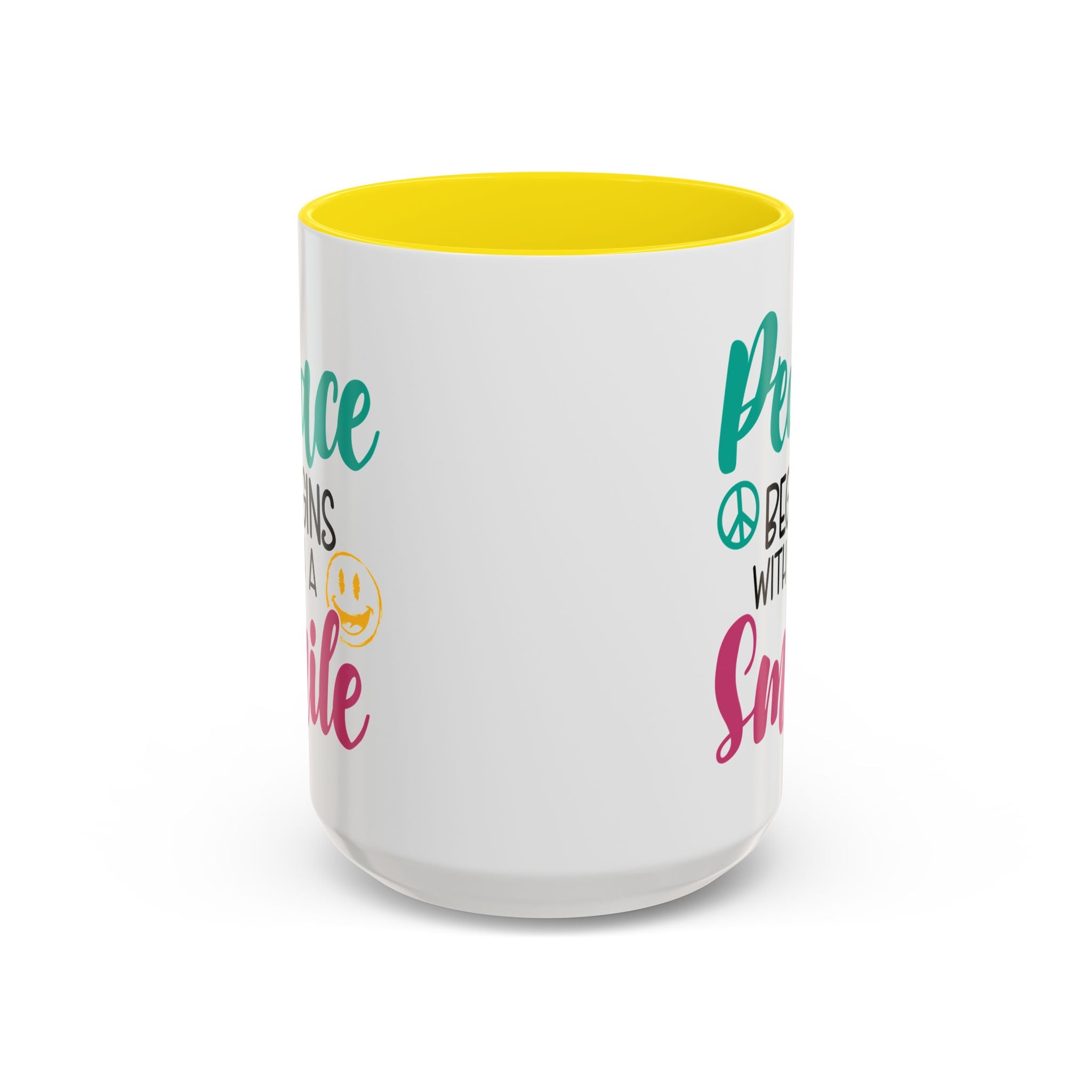 Inspirational Peace Coffee Mug - "Peace Begins with a Smile" - 11oz & 15oz