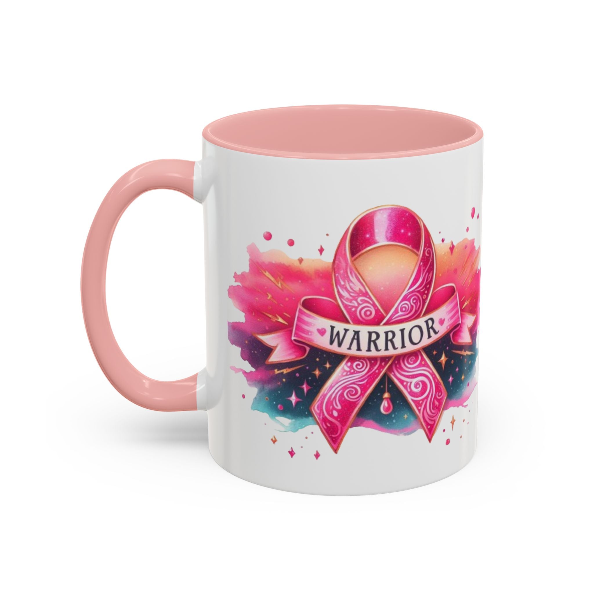 Pink Ribbon Warrior Coffee Mug, Support Breast Cancer Awareness Gift, Inspirational Mug, Cancer Survivor Merchandise, 11oz 15oz Mug