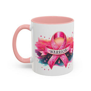 Pink Ribbon Warrior Coffee Mug, Support Breast Cancer Awareness Gift, Inspirational Mug, Cancer Survivor Merchandise, 11oz 15oz Mug