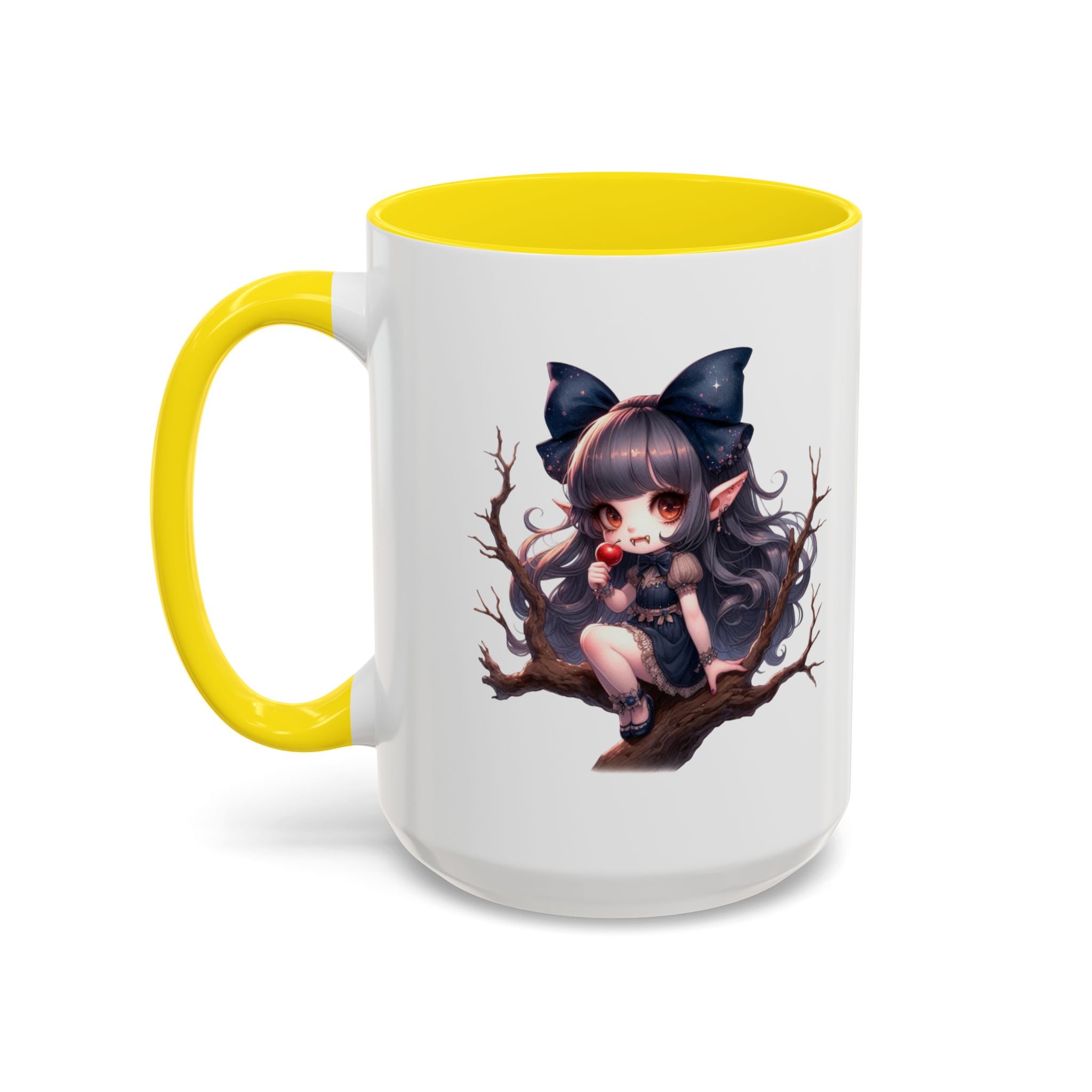 gothic vampire girl in tree horror art Accent Coffee Mug (11, 15oz) png16