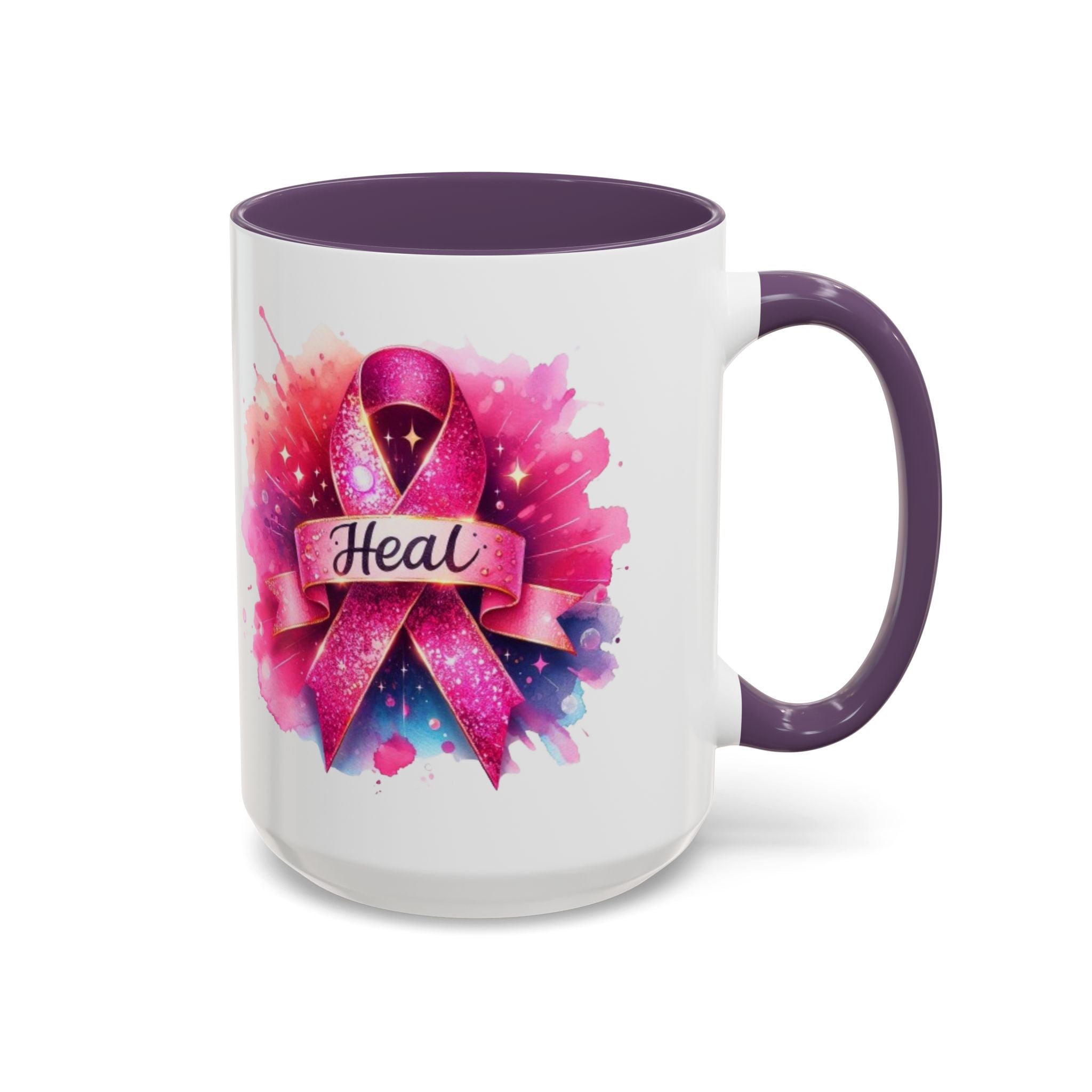 cancer awareness Inspirational Coffee Mug, Healing Ribbon Mug, Gift for Cancer Survivors, Motivational Drinkware, Support