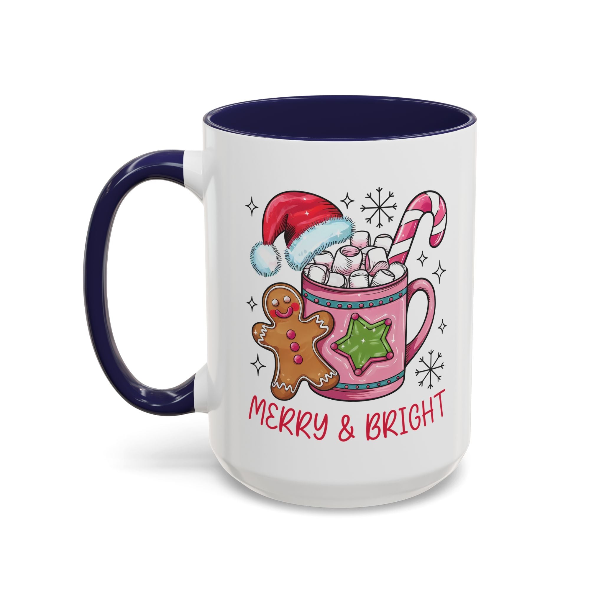 Festive Gingerbread Coffee Mug, Christmas Gift, Holiday Coffee Cup, Merry & Bright Mug, Winter Mug, Hot Chocolate Holder