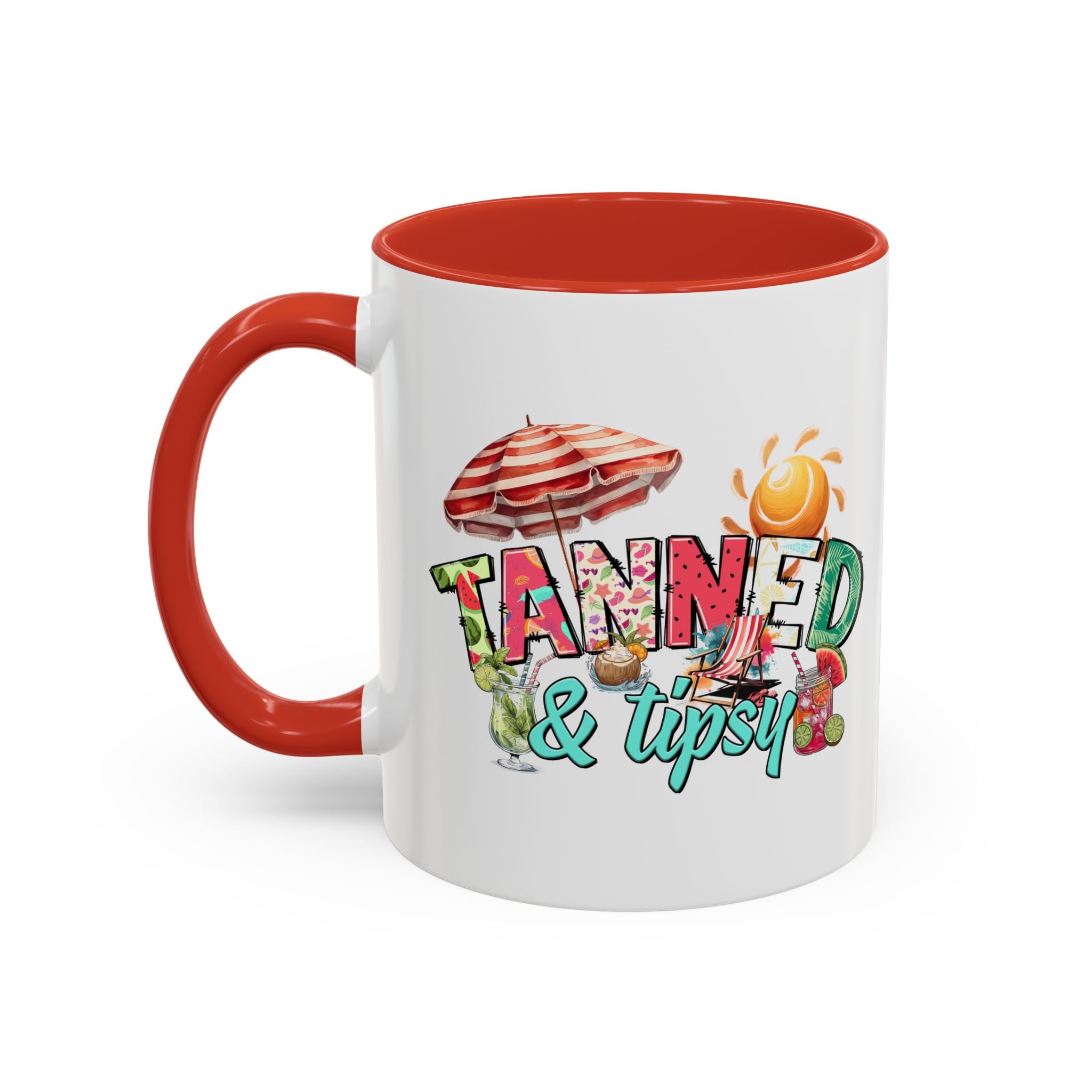 Tanned & Tipsy Accent Coffee Mug - Perfect for Summer Vibes & Beach Lovers party