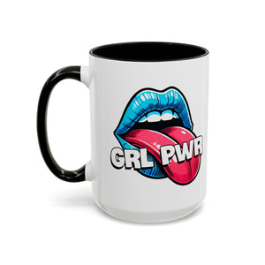 GRL PWR Accent Coffee Mug - Bold Fun Design for Empowerment, Great Gift for Friends, Coffee Lovers, Birthdays, and Celebrations